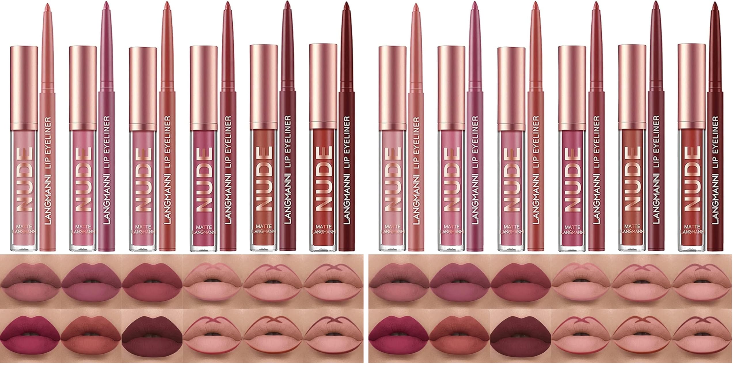 LANGMANNI 6 Matte Lipstick with 6 Lipliners Durable Lip Gloss,Long-Lasting&Waterproof Non-Stick Cup High Pigmented Velvet Lipgloss Kit,Beauty Cosmetics Gift for Girls(12PCS) Halalzen