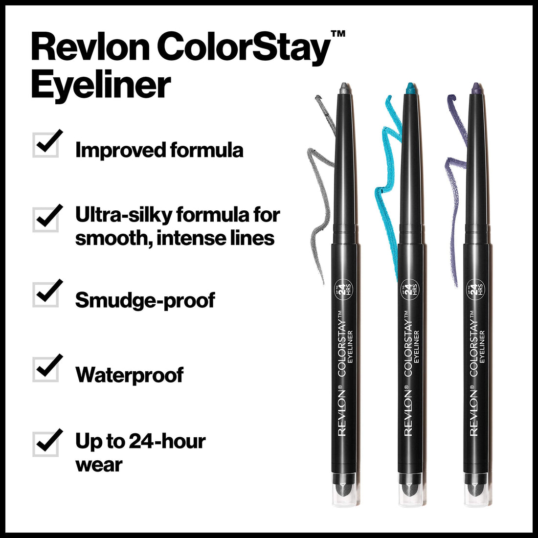 Revlon ColorStay Pencil Waterproof Eyeliner, Smudge-Proof, Eye Makeup with Built-In Sharpener, 201 Black, 2 pack
