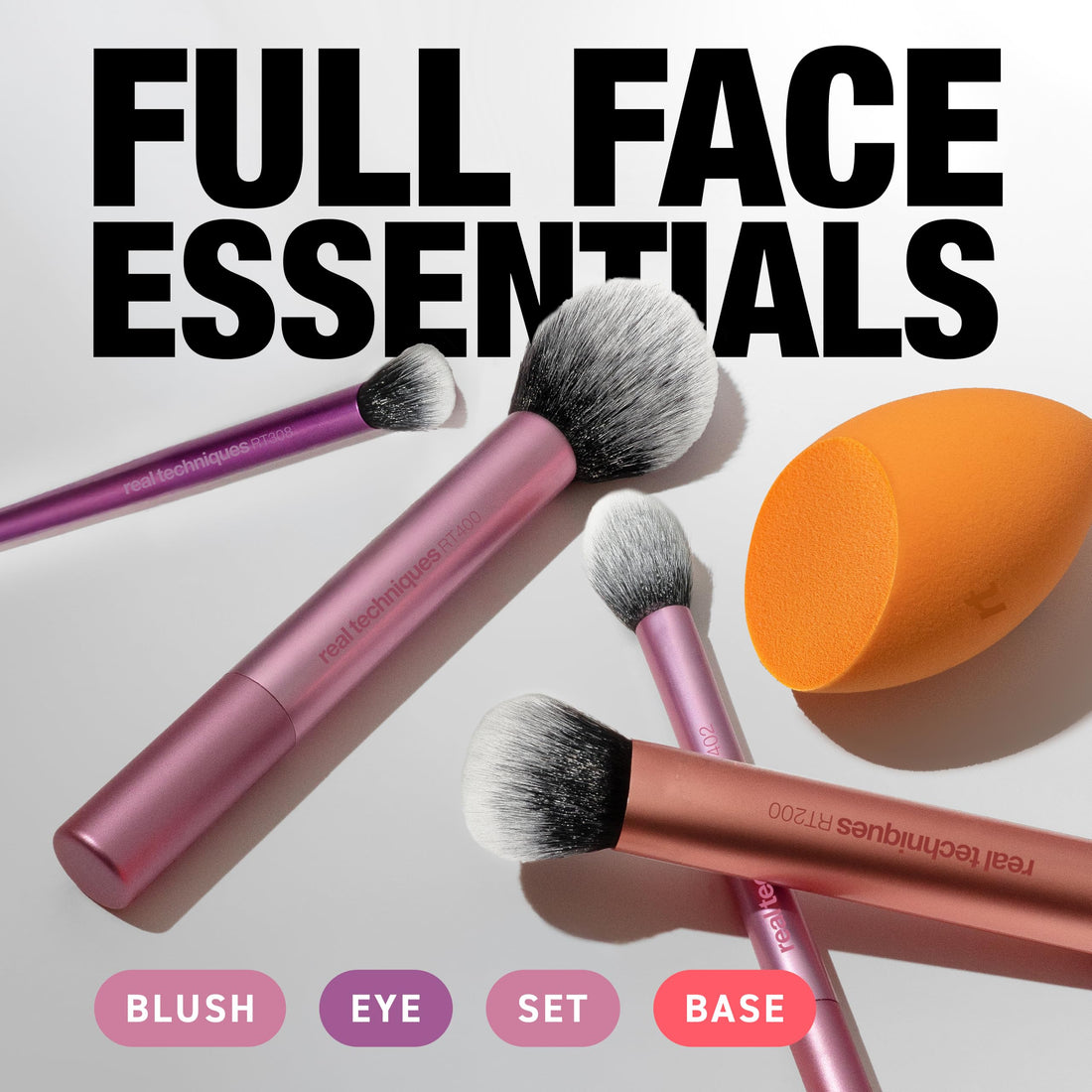 Real Techniques Everyday Essentials + Makeup Sponge Kit for foundation, blush, bronzer, eyeshadow, powder, synthetic, cruelty-free tools and blender for flawless looks, 5 Piece Set Halalzen