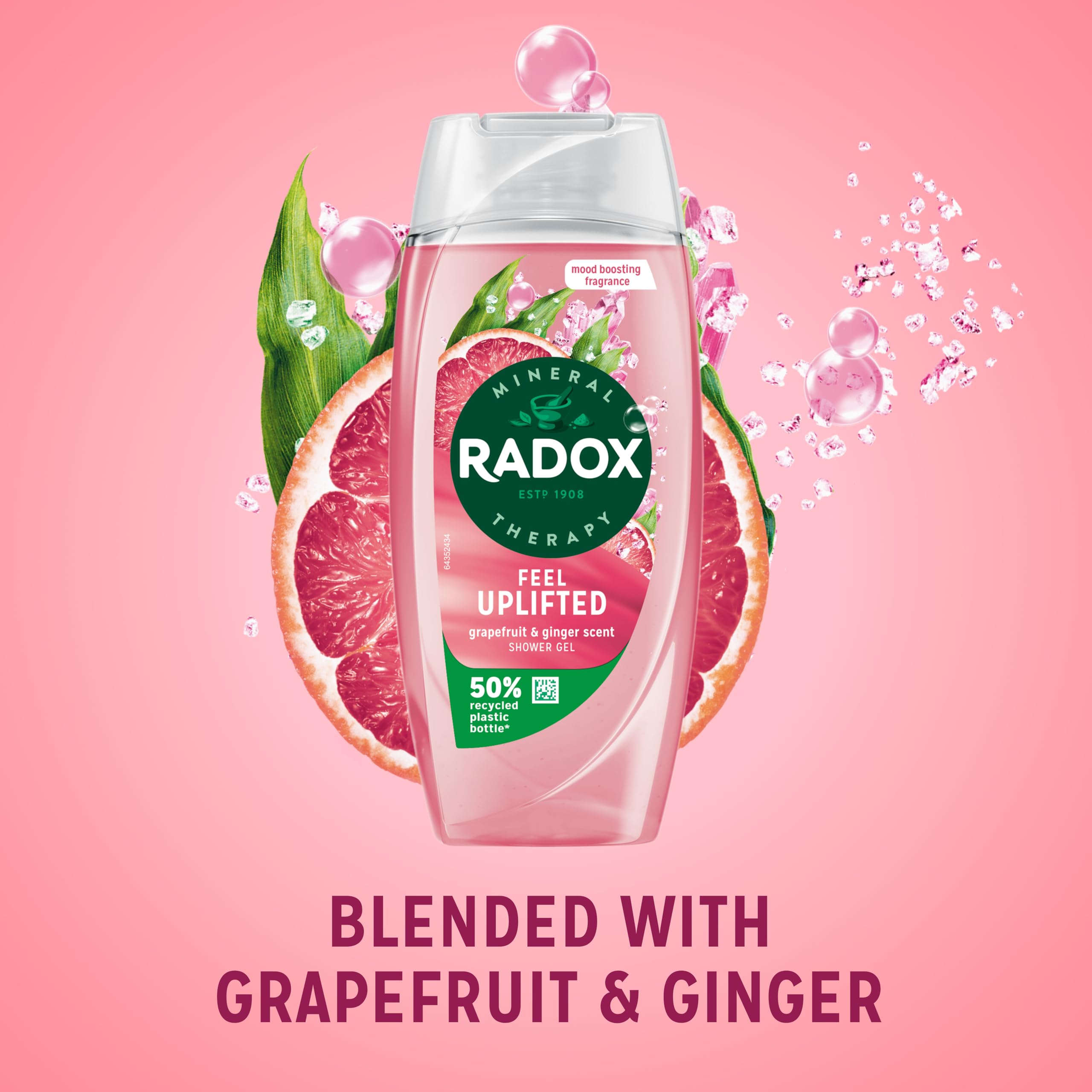 Radox Mineral Therapy Feel Uplifted Shower Gel body wash uniquely blended with minerals, herbs and a grapefruit & ginger scent for a mood-boosting experience 225 ml