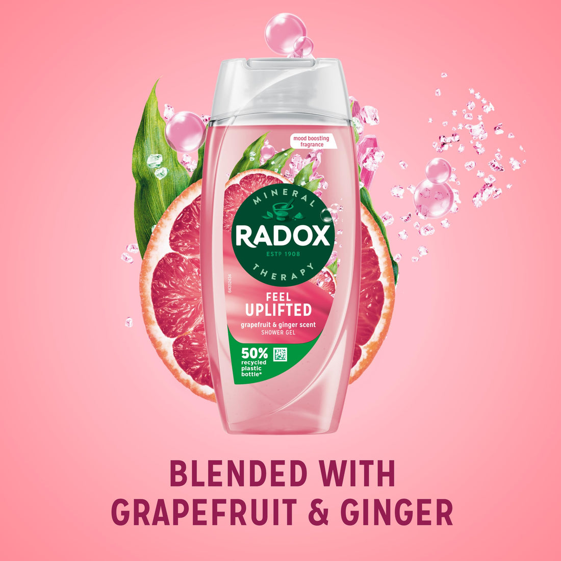 Radox Mineral Therapy Feel Uplifted Shower Gel body wash uniquely blended with minerals, herbs and a grapefruit & ginger scent for a mood-boosting experience 225 ml