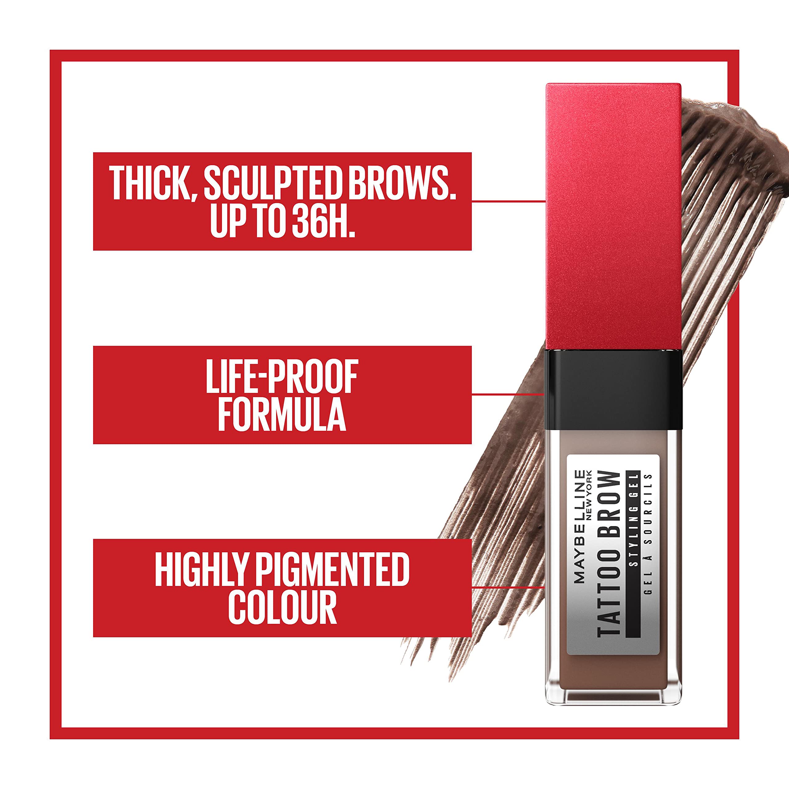 Maybelline Eyebrow Gel Tint, Waterproof And Smudge Proof, Long-Lasting Peel Off Tint For Evenly-Filled, Naturally Full Brows For Up To 3 Days, Deep Brown