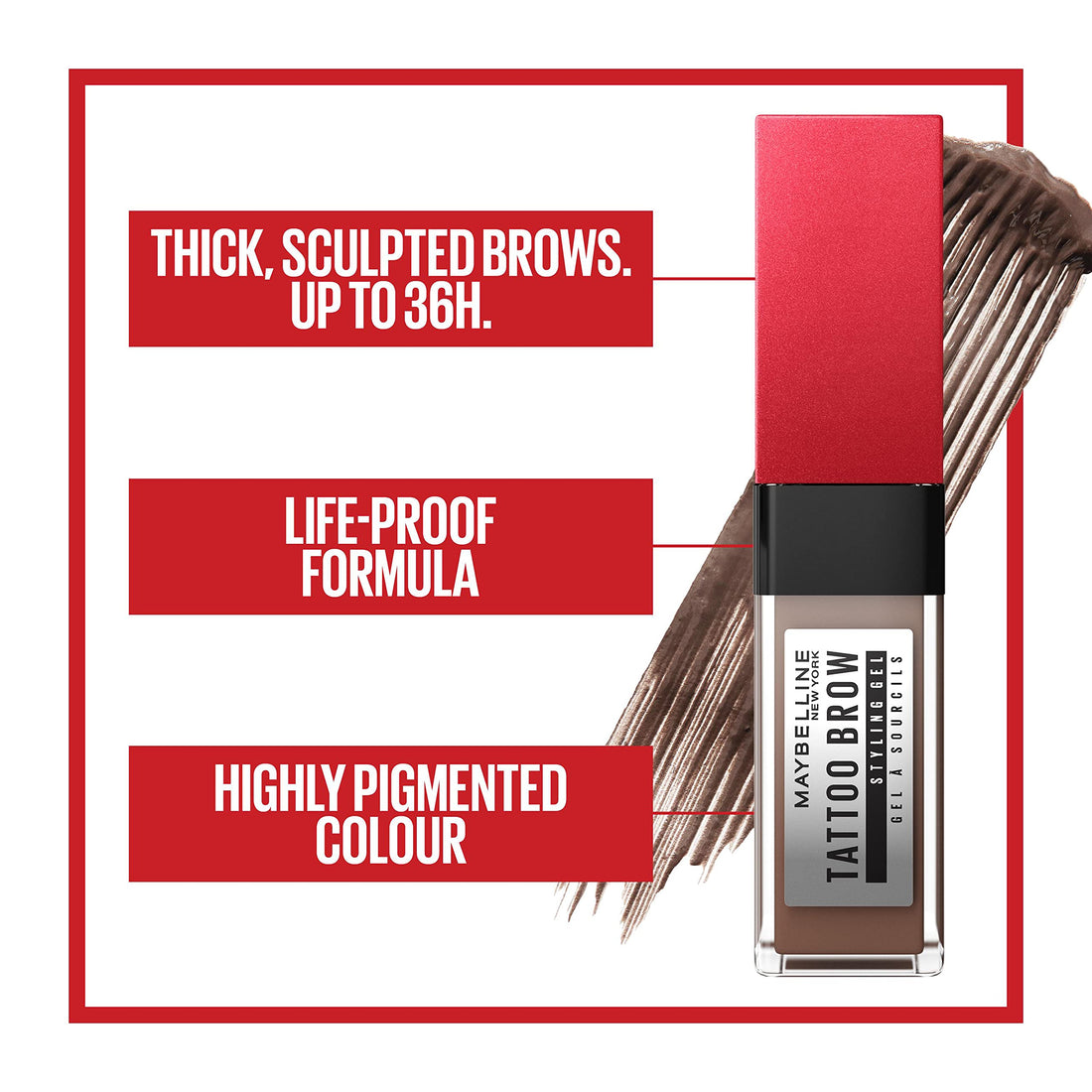 Maybelline Eyebrow Gel Tint, Waterproof And Smudge Proof, Long-Lasting Peel Off Tint For Evenly-Filled, Naturally Full Brows For Up To 3 Days, Deep Brown