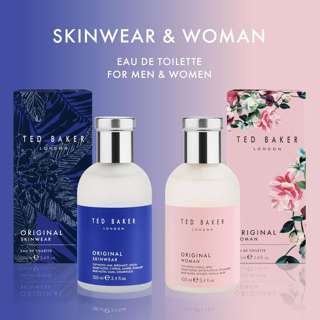 Ted Baker Original Skinwear Eau de Toilette for Men Woody Aromatic Fragrance with Lime, Bergamot, Sandalwood, Amber, Citrus, Refreshing, Mens Cologne Spray for Him, 3.4 fl oz / 100ml