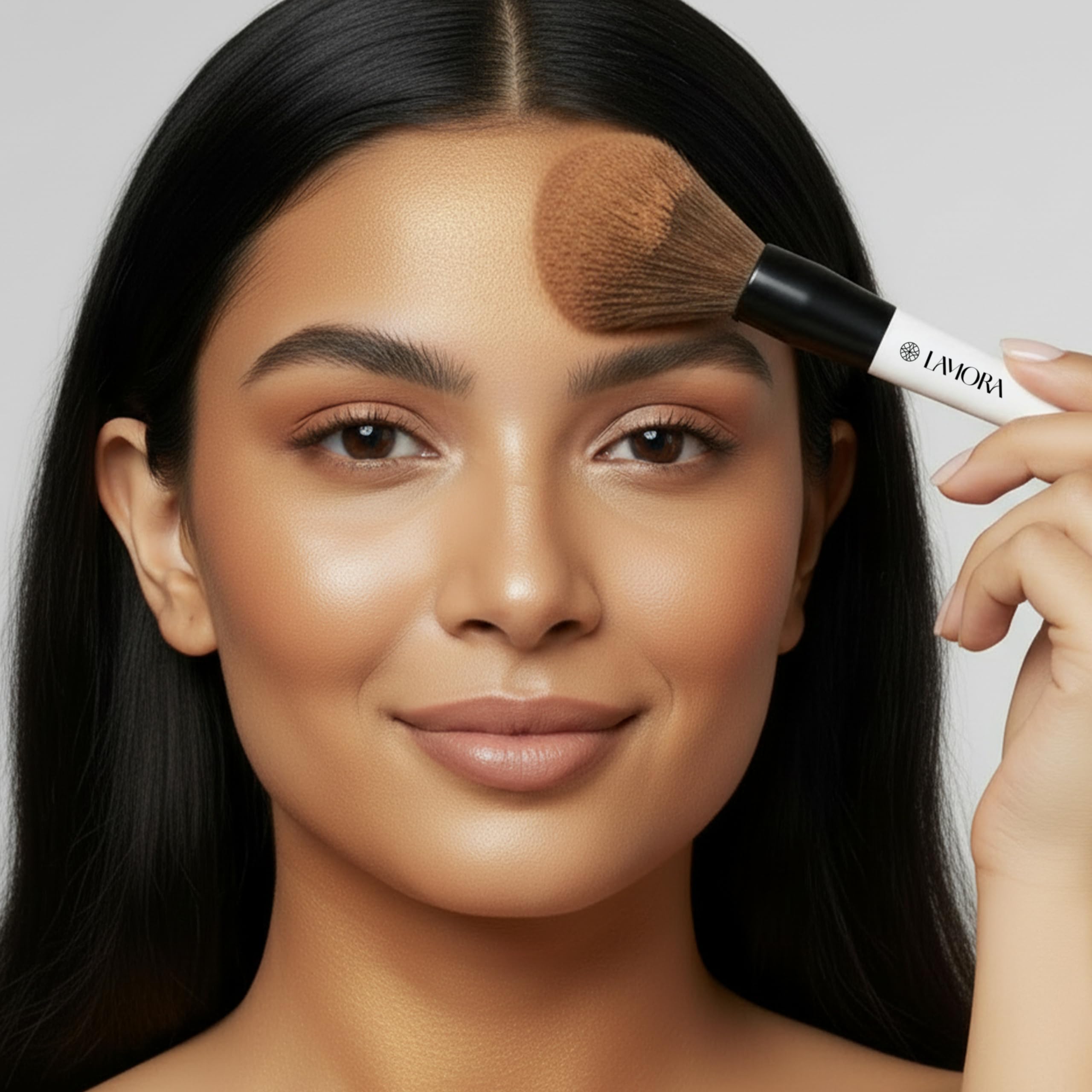 LAMORA Concealer Makeup Brush Under Eye - Angled Flat Top Kabuki Nose Contour Brush - Ideal for Concealing Blending Setting Buffing with Powder Liquid Cream Cosmetic - Small Makeup Foundation Brush Halalzen