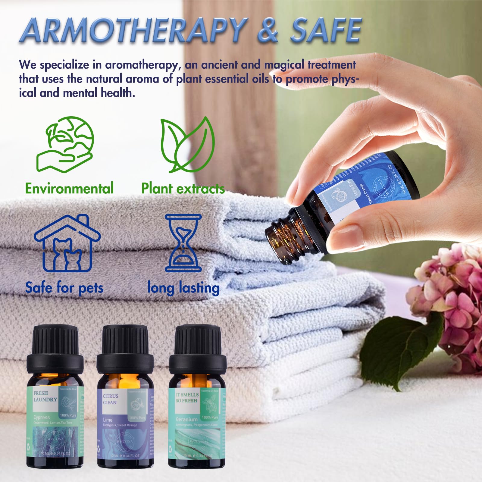 Premium Hotel Fragrance Oil Collection for Diffusers, Essential Oils for Diffusers for Home, Hotel Diffuser Fragrance Oils,Spa & Candle Making, White Tea, Citrus Luxe, Velvet Night and More - 6x10ml