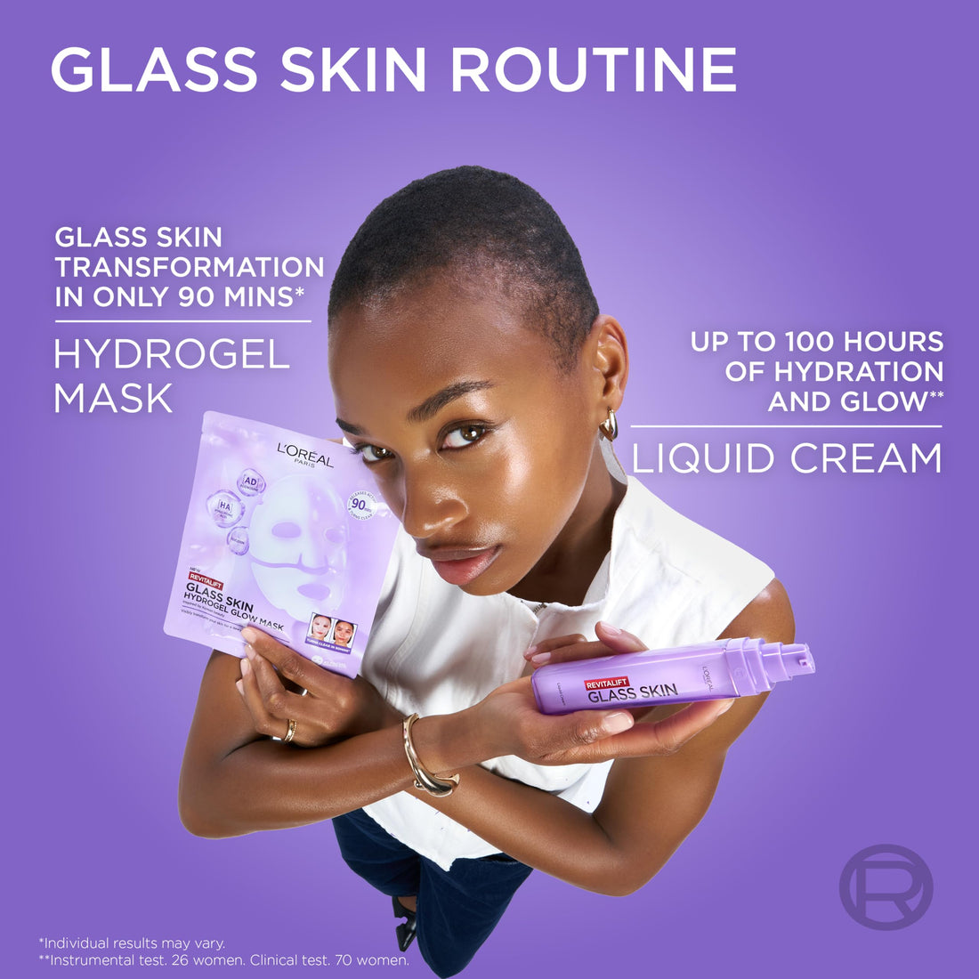 L'Oreal Paris Glass Skin Korean Face Mask 4 Pcs, Revitalift Filler Hydrogel Glow Mask, Korean Inspired Skincare, Visibly Transform Skin, Dewy, Plumped and Refreshed Look