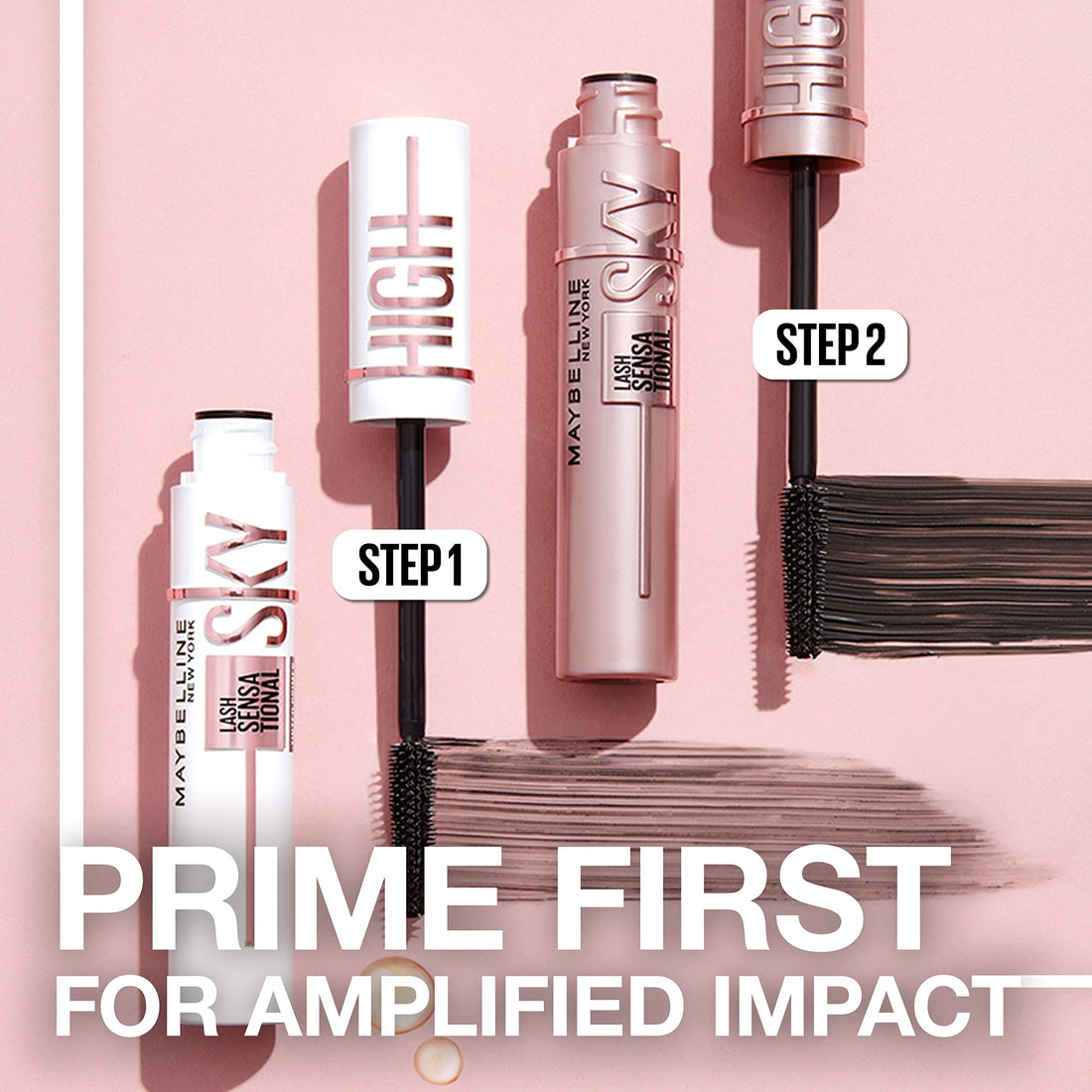 Maybelline Lash Sensational Sky High Washable Mascara Make-up, Volumen, Verlängerung, Definition, Schwung, Multiplikation, aufbaufähige Formel, Very Black, 1 Stück