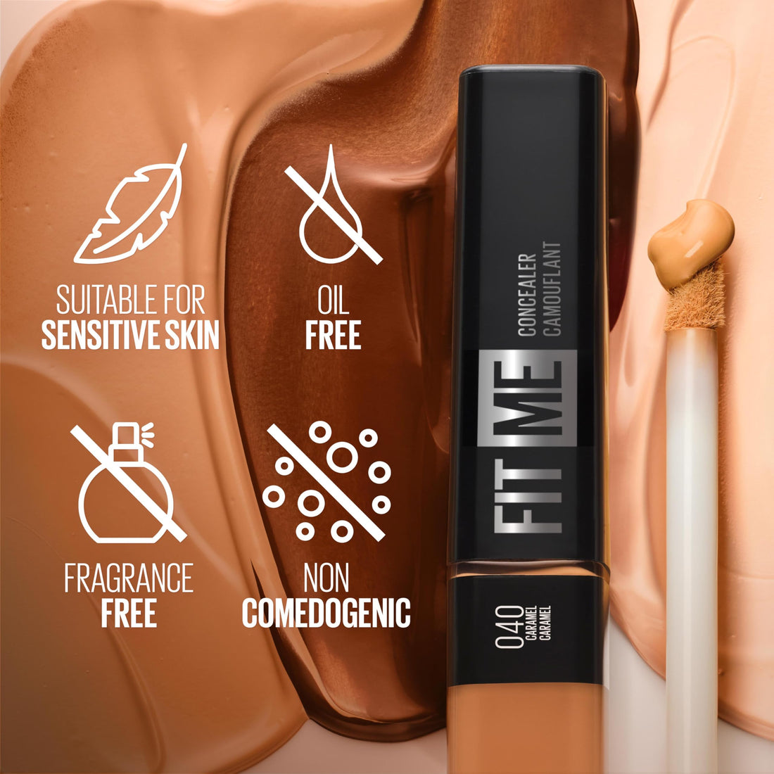 Maybelline Concealer, Fit Me! Full Coverage Concealer for Face, Oil Free, Delivers Even Complexion, Non-Comedogenic, Matte & Poreless Ultra Blendable, Shade: Medium 25, 6.8 ml Halalzen