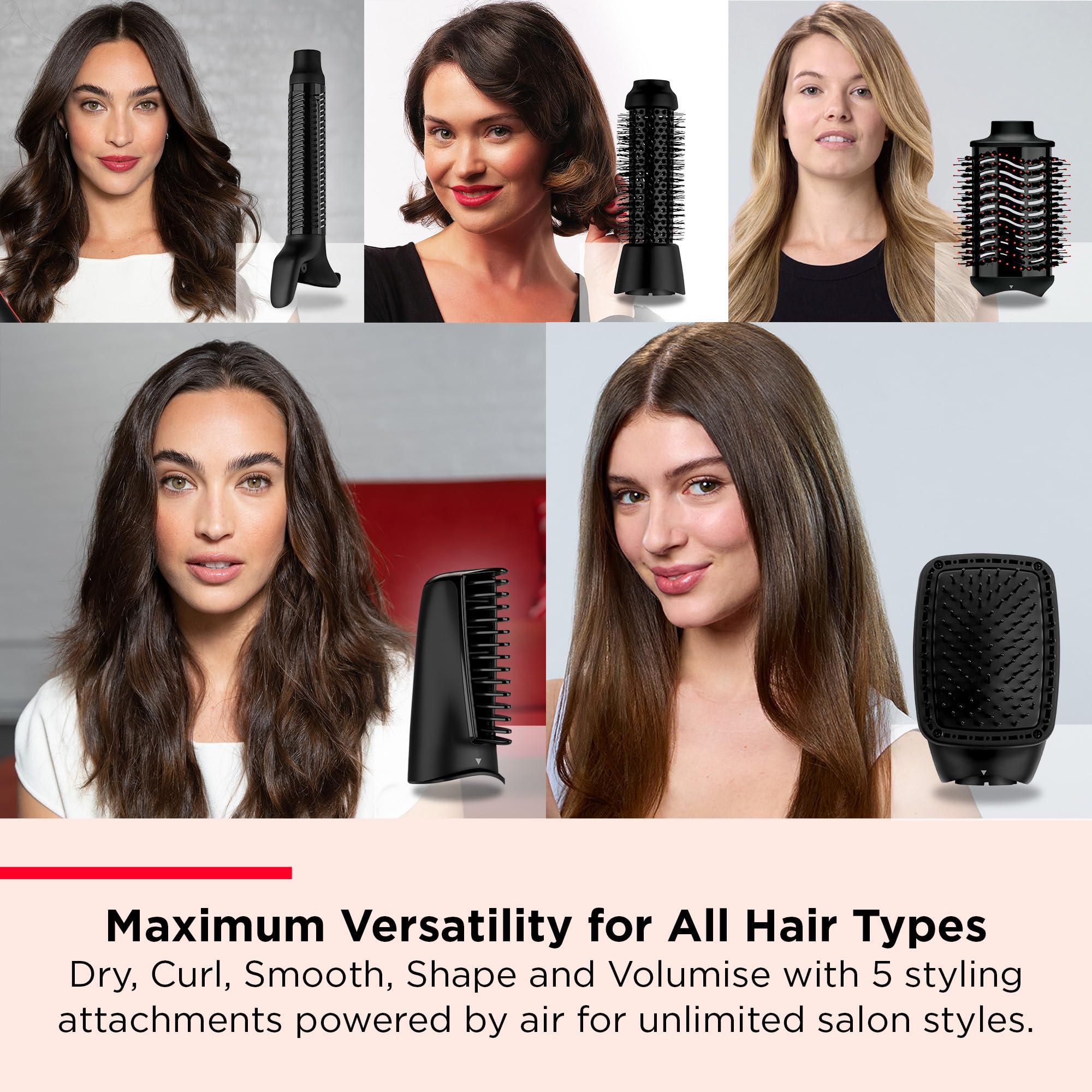 REVLON One-StepTM Blow-Dry Multi Air Styler 5-in-1 (Detachable Heads, Curler, Dryer, Volumiser, Styler and Shape Enhancer). RVDR5370 Halalzen