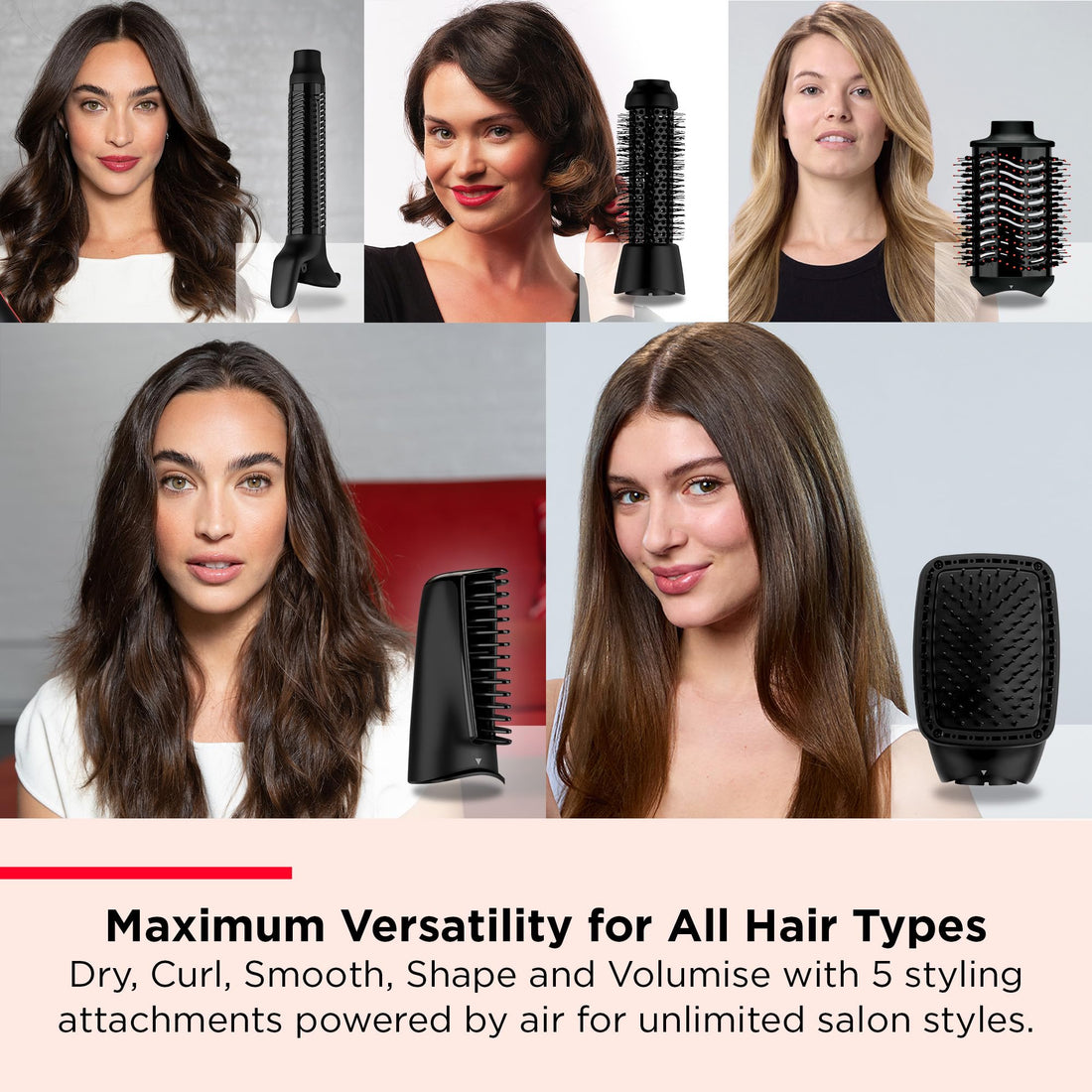 REVLON One-StepTM Blow-Dry Multi Air Styler 5-in-1 (Detachable Heads, Curler, Dryer, Volumiser, Styler and Shape Enhancer). RVDR5370 Halalzen