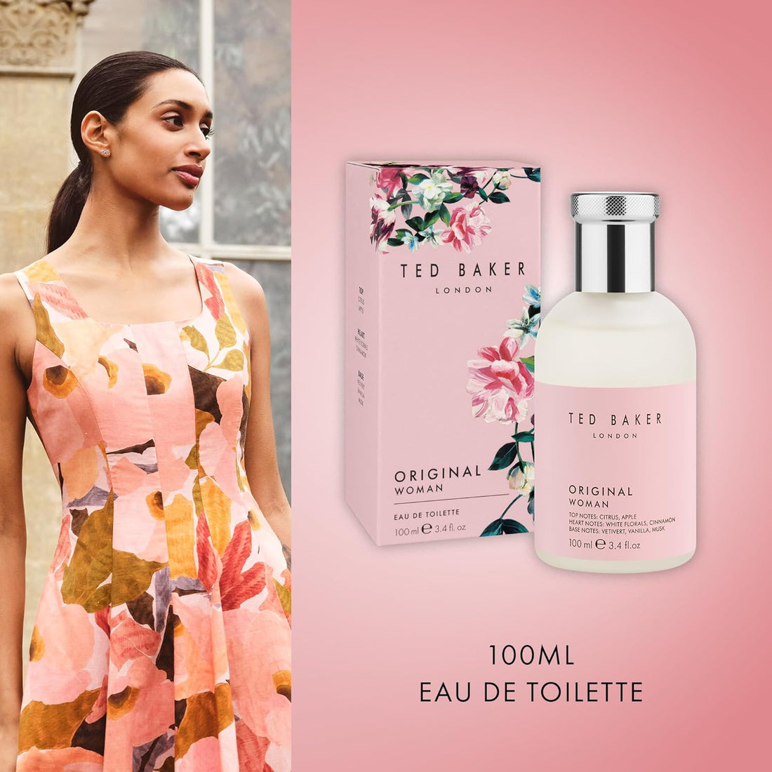 Ted Baker Woman Pink Eau de Toilette Floral Green & Fruity Perfume for Women with Peach, Bergamot, Apple, Tangerine Musk & Vanilla,Gift Idea, 3.38 fl oz / 100ml Halalzen