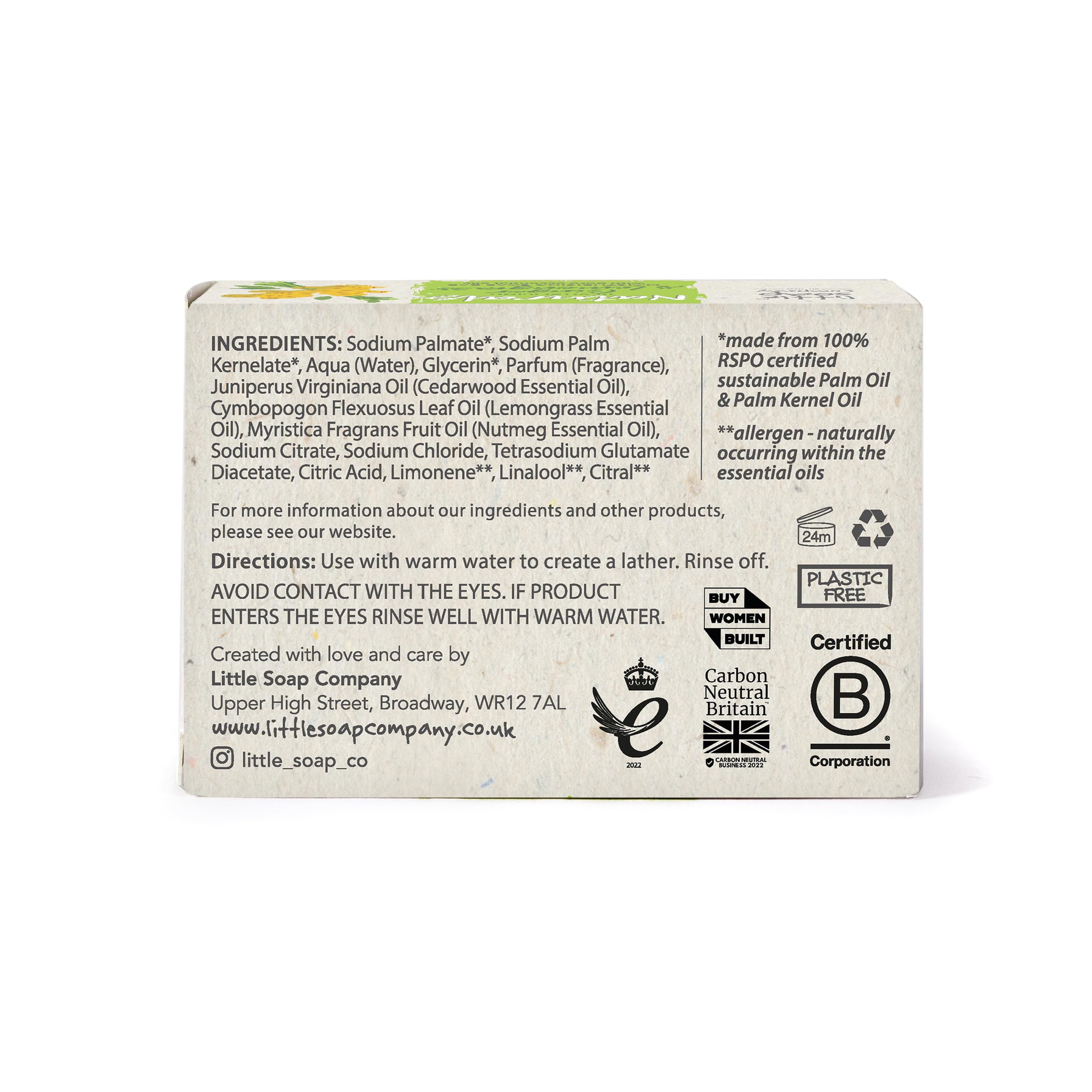 Little Soap Company Natural Range - Citrus & Lavender Soap Bar 100g | Vegan, Cruelty Free & Eco Friendly Body, Face & Hand Soap | Free from SLS & Parabens | Antibacterial with Cleansing Essential Oils Halalzen