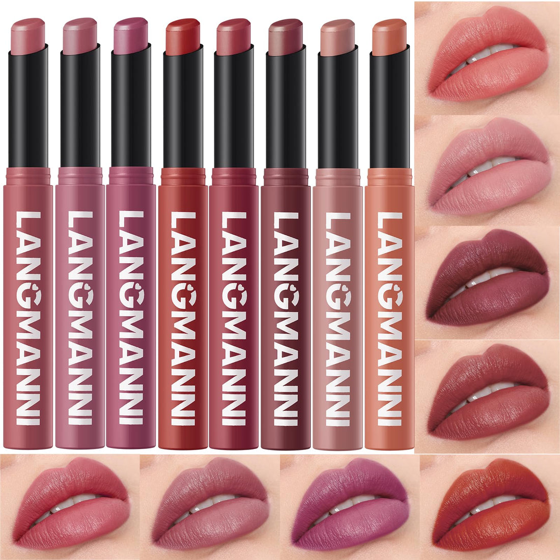 12Pcs Velvet Matte Lipstick Nude Matte Soft Dark Color Stick High Pigmented Long-Lasting Waterproof Lip Stick Lip Balm Beauty Cosmetics Gift for Women(01#-12#)
