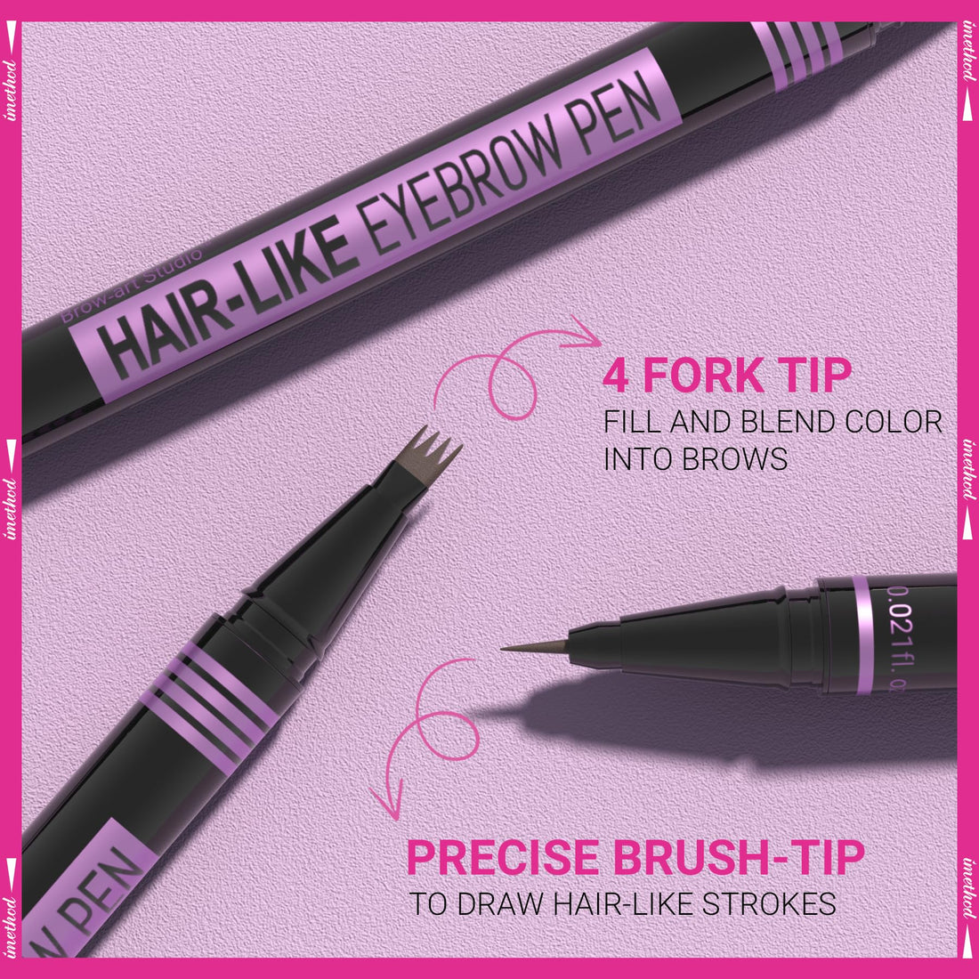 iMethod Eyebrow Pen - Eyebrow Pencil Magic 2-in-1 Eye Brow Pencils for Women with 4-Fork-Tip and Precise Brush-Tip Create Natural Hair-Like Brows, Last All Day, Microblading Eyebrow Pen, Dark Brown