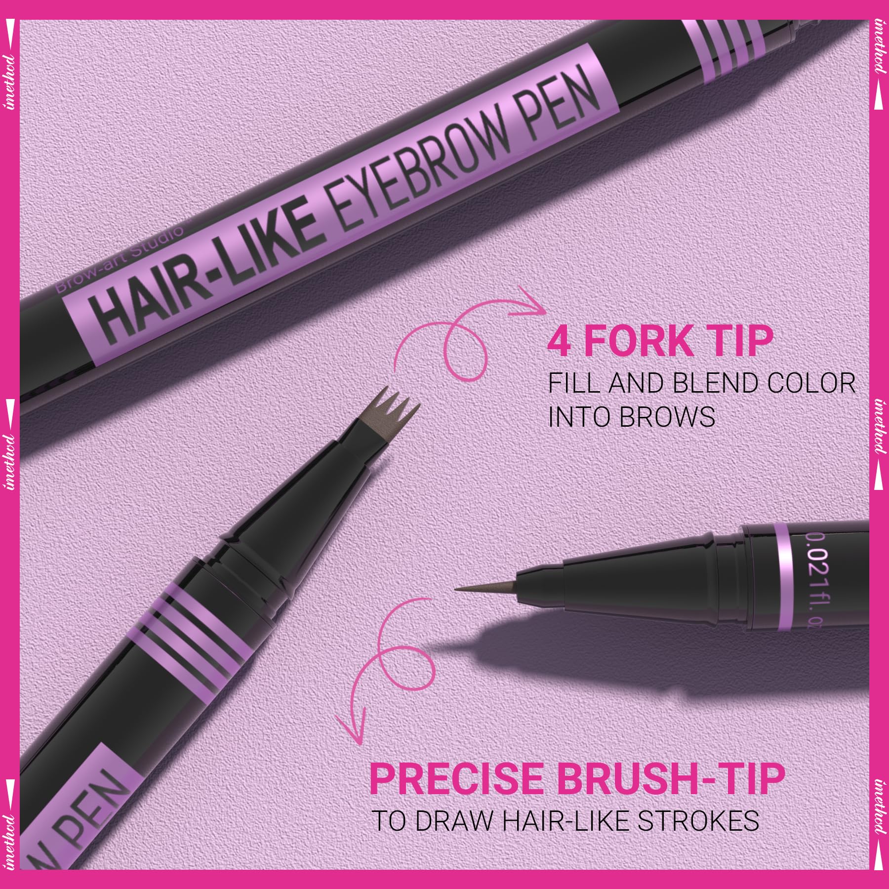 iMethod Eyebrow Pen - Eyebrow Pencil Magic 2-in-1 Eye Brow Pencils for Women with 4-Fork-Tip and Precise Brush-Tip Create Natural Hair-Like Brows, Last All Day, Microblading Eyebrow Pen, Dark Brown