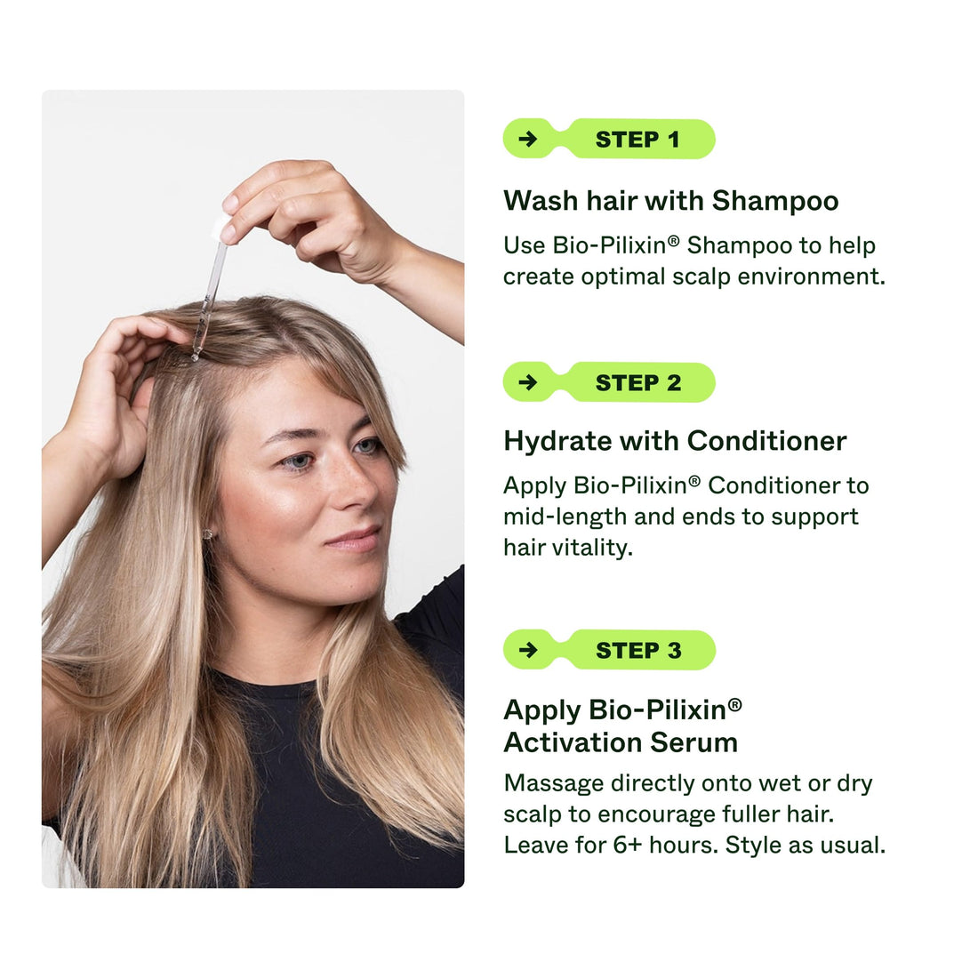 Scandinavian Biolabs Bio-Pilixin® Serum For Women | Helps Reduce Hair Loss Due to Breakage, Activates Hair Growth, Stem Cell Technology, Drug-Free, Clinically Tested, 100 mL / 3.4 Oz (1-Month)