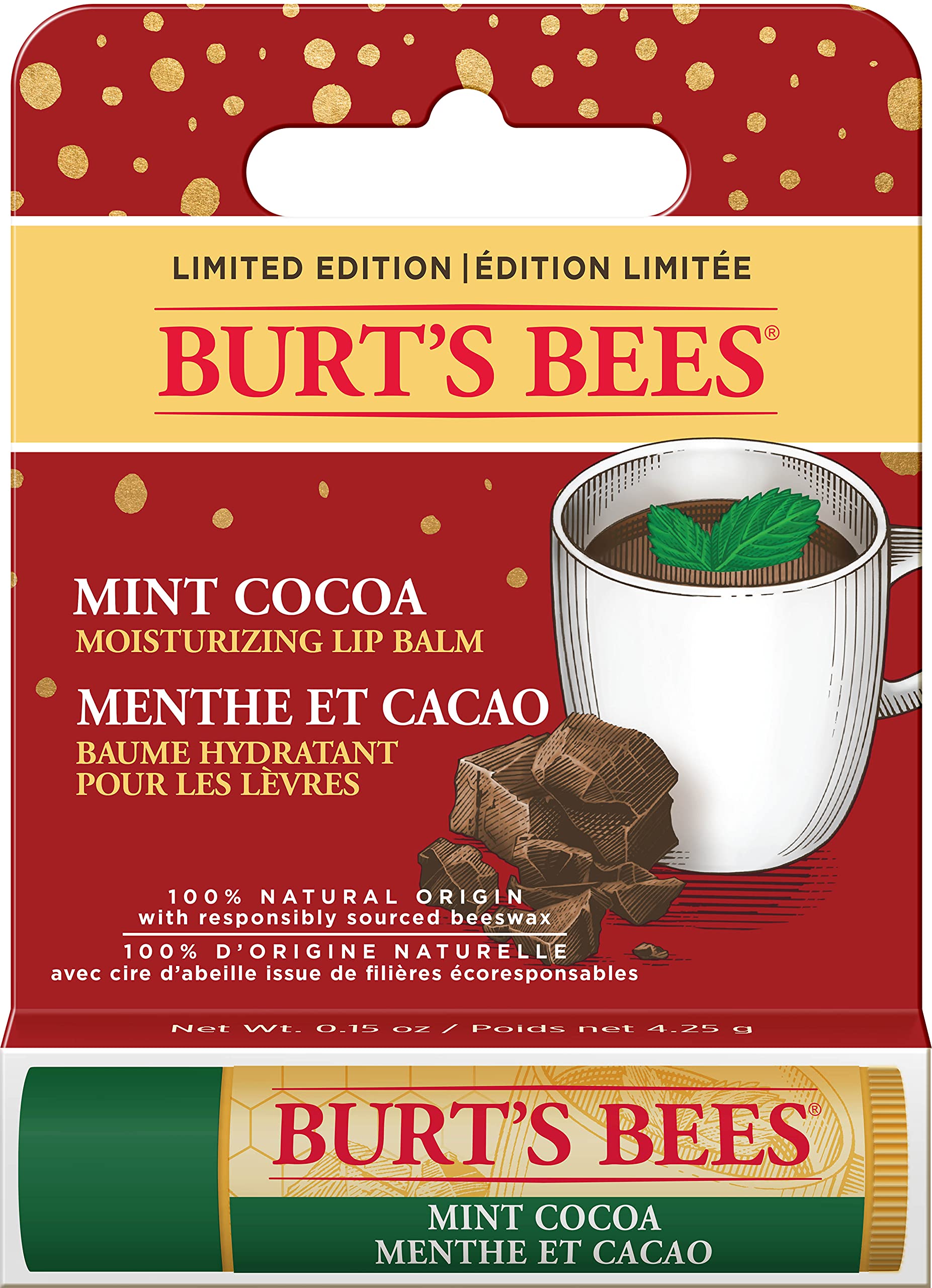 Burt's Bees Lip Balm Pomegranate, Moisturising Lip Balm With Beeswax & Vitamin E, 100% Natural Origin, 4.25g Halalzen