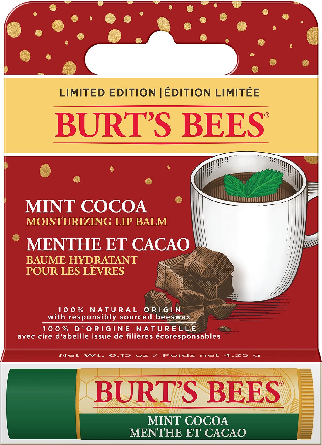 Burt's Bees Lip Balm Pomegranate, Moisturising Lip Balm With Beeswax & Vitamin E, 100% Natural Origin, 4.25g Halalzen