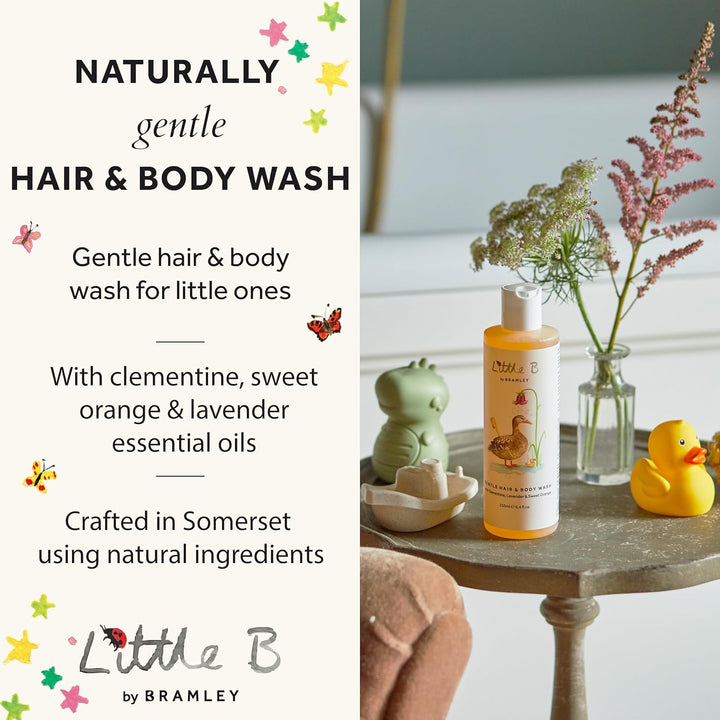 Bramley Little B Hair & Body Wash 250ml, Sulphate-Free Baby & Child Wash with Clementine, Sweet Orange & Lavender, Gentle Biodegradable Bath Wash Suitable from Birth