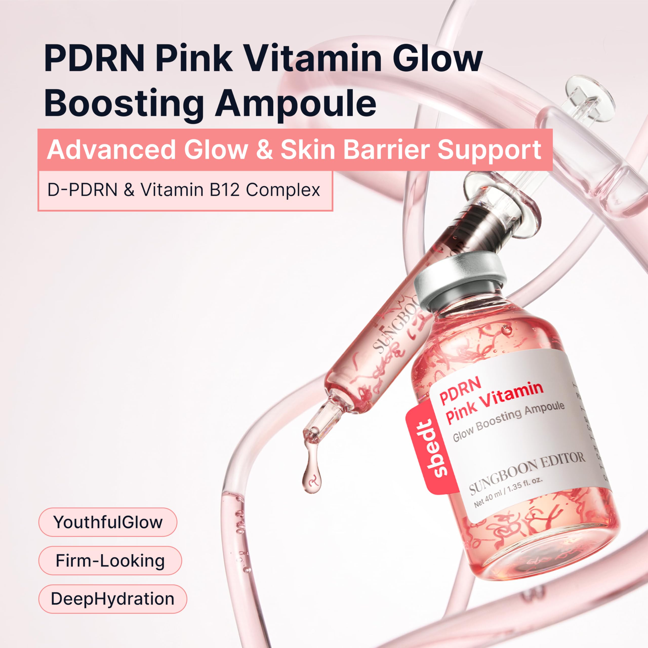SUNGBOON EDITOR Glow Intensive Silk Peptide Ampoule, Copper Peptides Serum for Face with Collagen & Multi Peptides, Hydrating Korean Skincare Facial Serum for Smooth-Looking Skin, 1.35 fl oz Halalzen