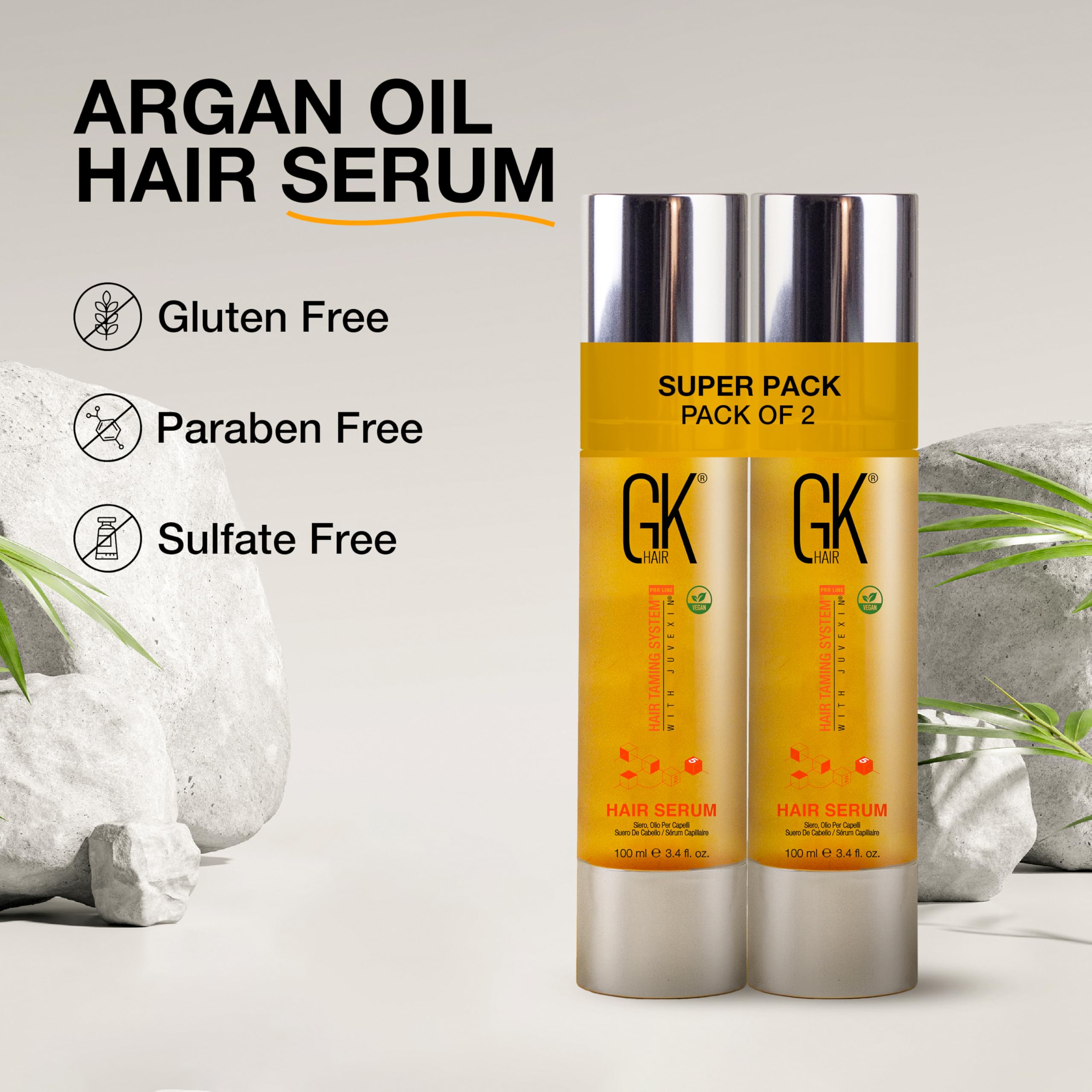 Hair Oil Keratin Treatment Serum By GK HAIR - Argan Oil Lightweight Formula For Frizz Control Heat Protection Add Shine Repair Dry Damaged Hydrating Sulfate Free All Hair Types Men Women - 50ml