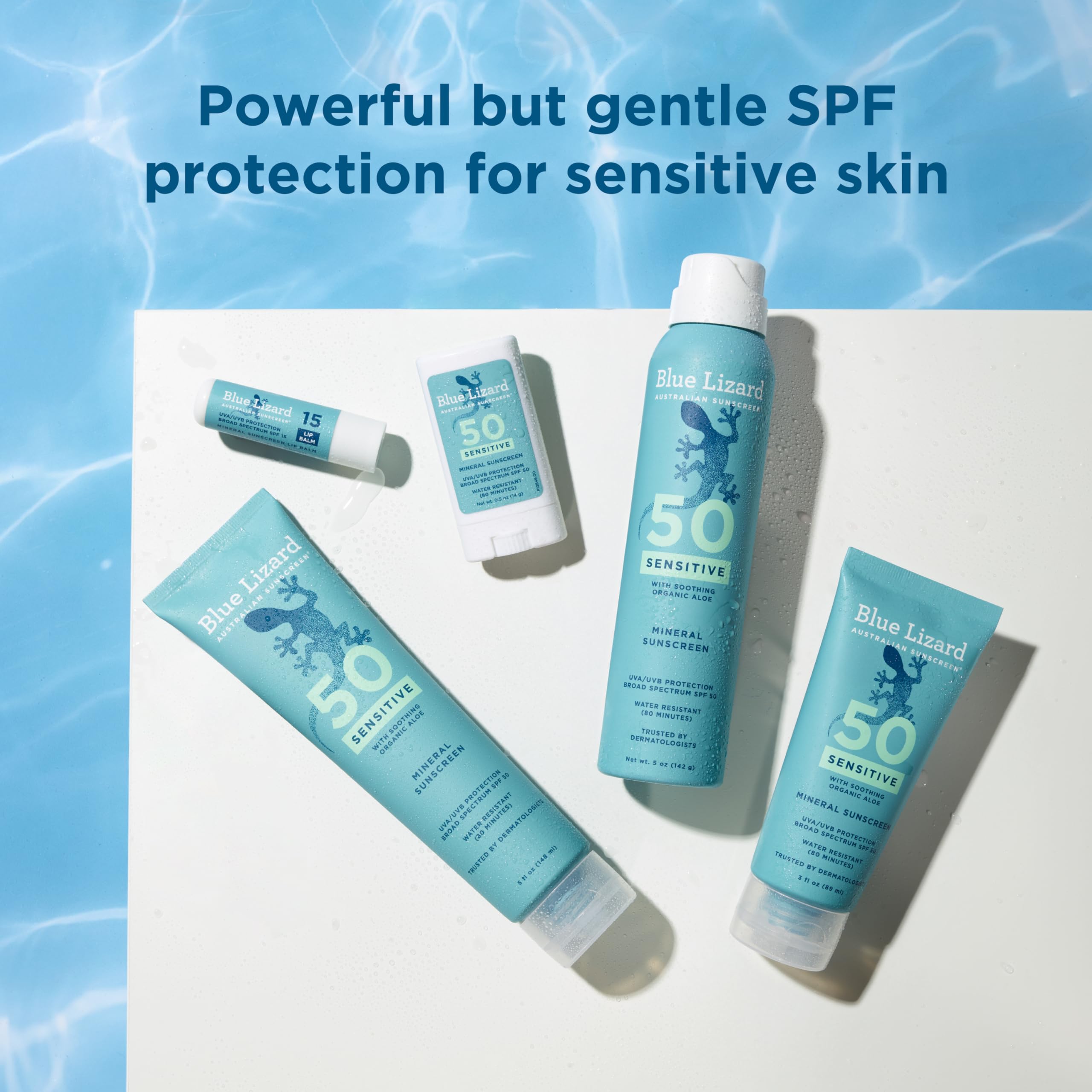Blue Lizard Sensitive Mineral SPF 50 Sunscreen Lotion, 100% Mineral Sunscreen, UVA/UVB Protection, Infused with organic Aloe Vera, Soothes and Hydrates, 5 fl oz Halalzen