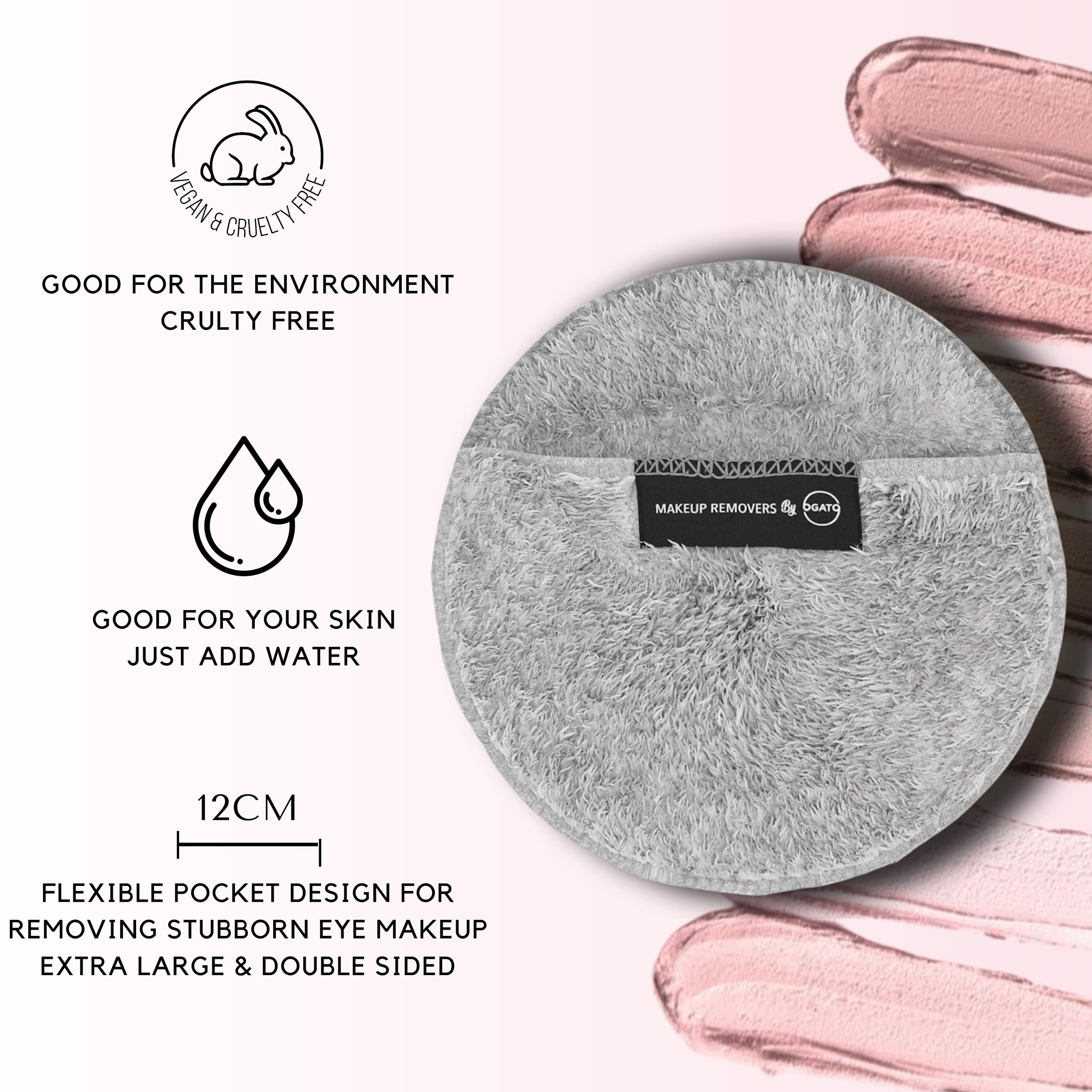 Ogato® Reusable Makeup Remover Pads and Eye Makeup Remover Pads Set - Just Use Water- XL Reusable Face Pads - Eco Friendly - FREE Laundry Bag - Makeup Remover Cloth For All Skin Types Halalzen