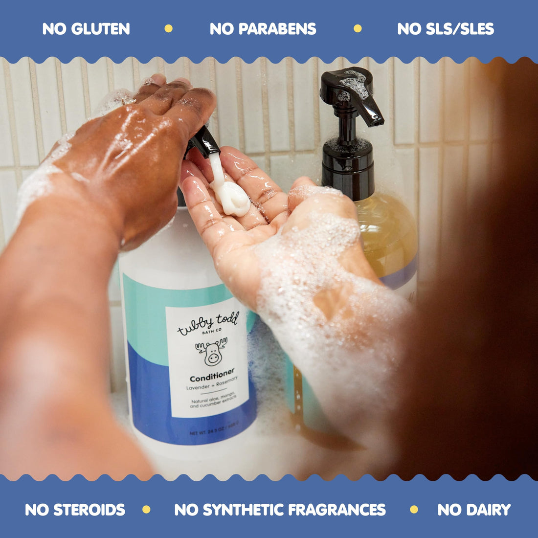 TUBBY TODD Hair Conditioner for Kids & Babies - Nourishing Frizz Control & Detangler - Lightweight, Sweet-Scented Formula - 2 Pack, 25 fl oz & 8 fl oz - Lemon Crème Halalzen