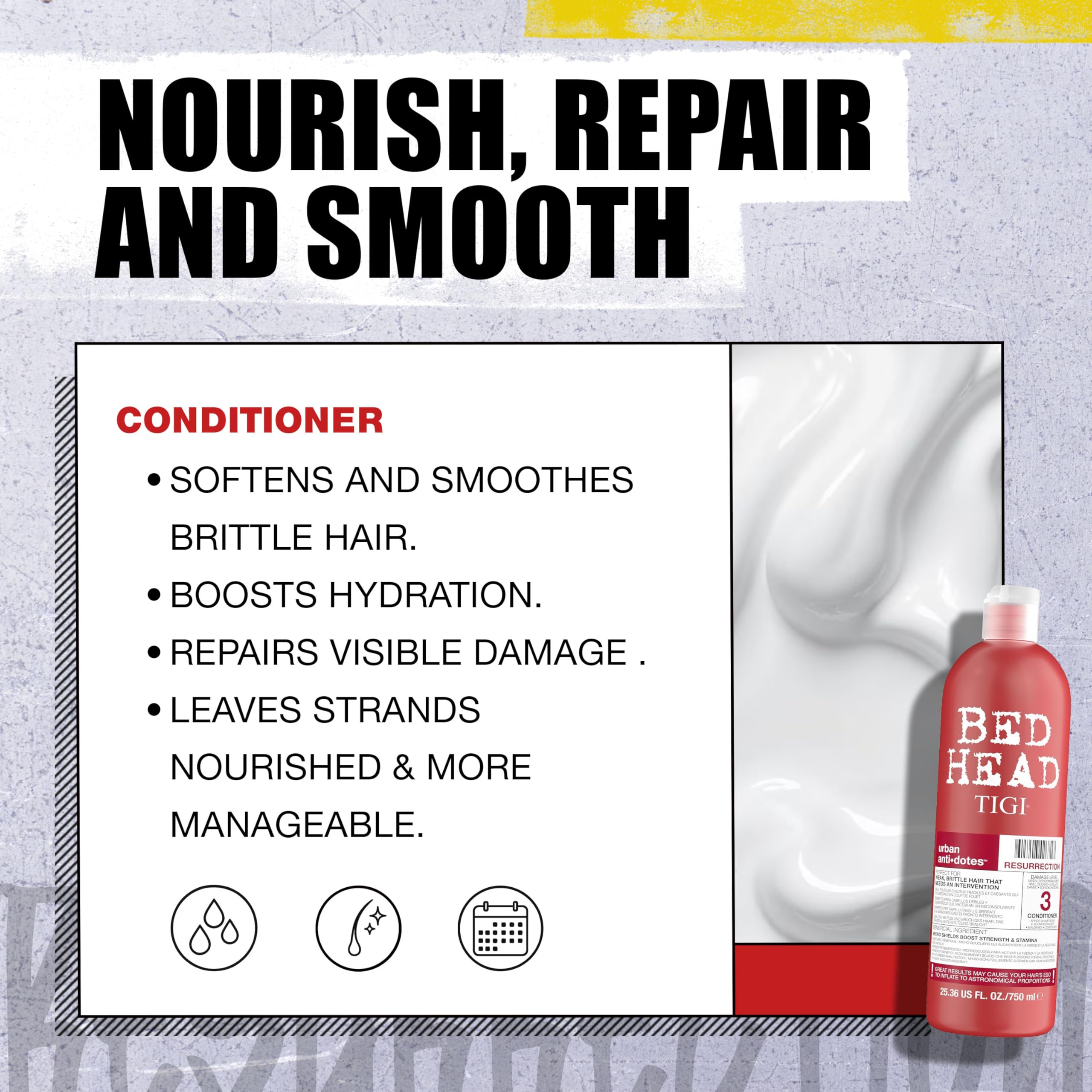 Bed Head by TIGI Resurrection Shampoo & Conditioner Set, 2x 750ml, For Dry Damaged Hair, Deep Moisture Repair with Colour Protect for Strength & Shine Halalzen