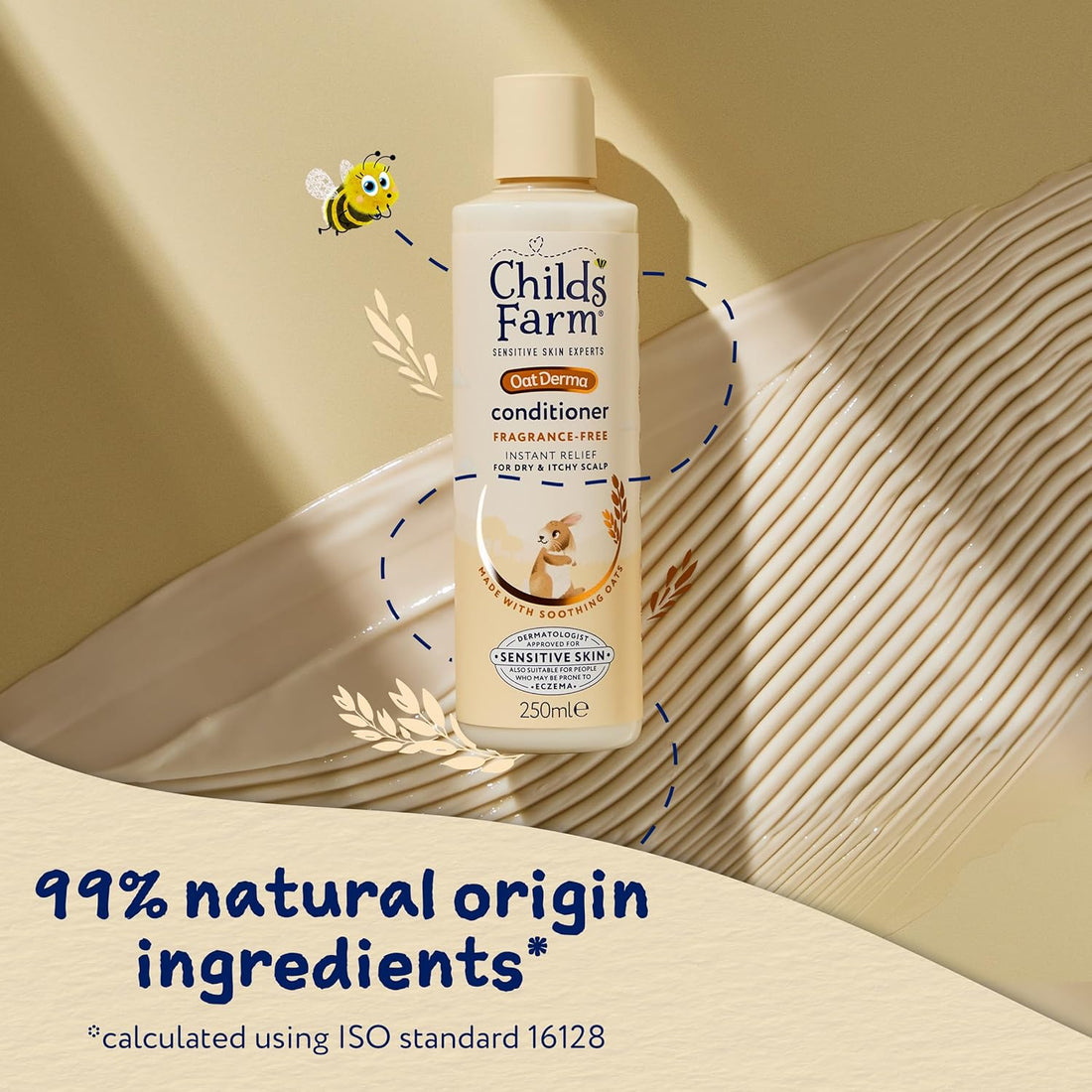 Childs Farm OatDerma Hair Conditioner, Fragrance and Tear Free, Soothing for Sensitive Skin and Scalp, Baby, Kids, 250ml