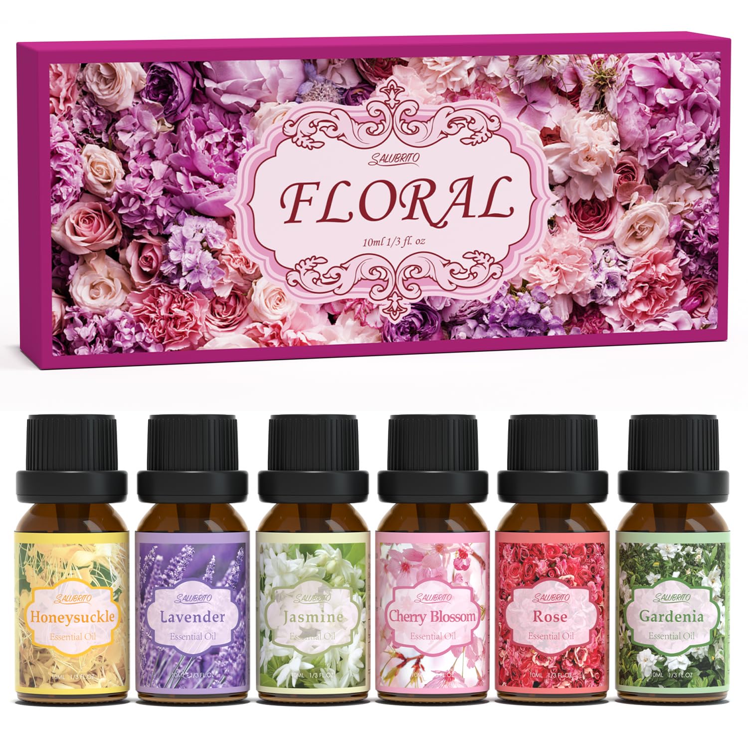 SALUBRITO Clean Essential Oils Set, Fresh Cotton, Clean Home, Fresh Linen, Soft Powder, Blossom Soap, Mint Scented Oils for for Diffuser, Candle, Soap Making