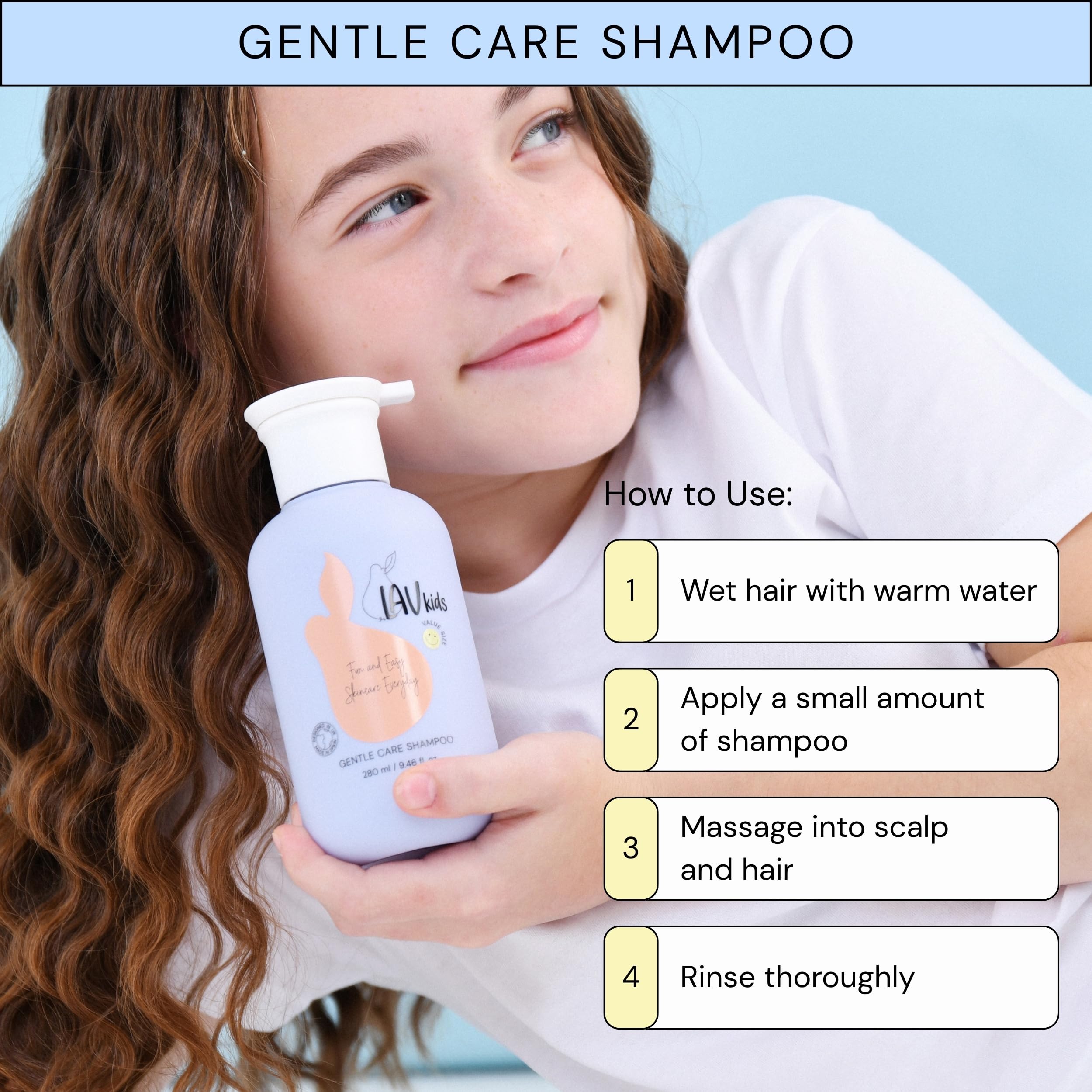 Lav Kids Natural Hair Care Bundle for Daily Use, Algae Extract and Moisturizing (Shampoo + Conditioner)