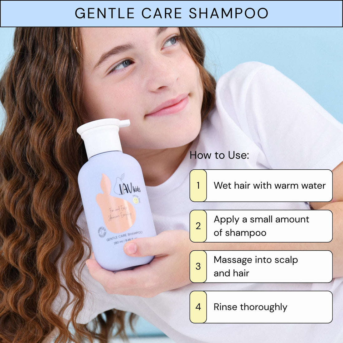 Lav Kids Natural Hair Care Bundle for Daily Use, Algae Extract and Moisturizing (Shampoo + Conditioner)