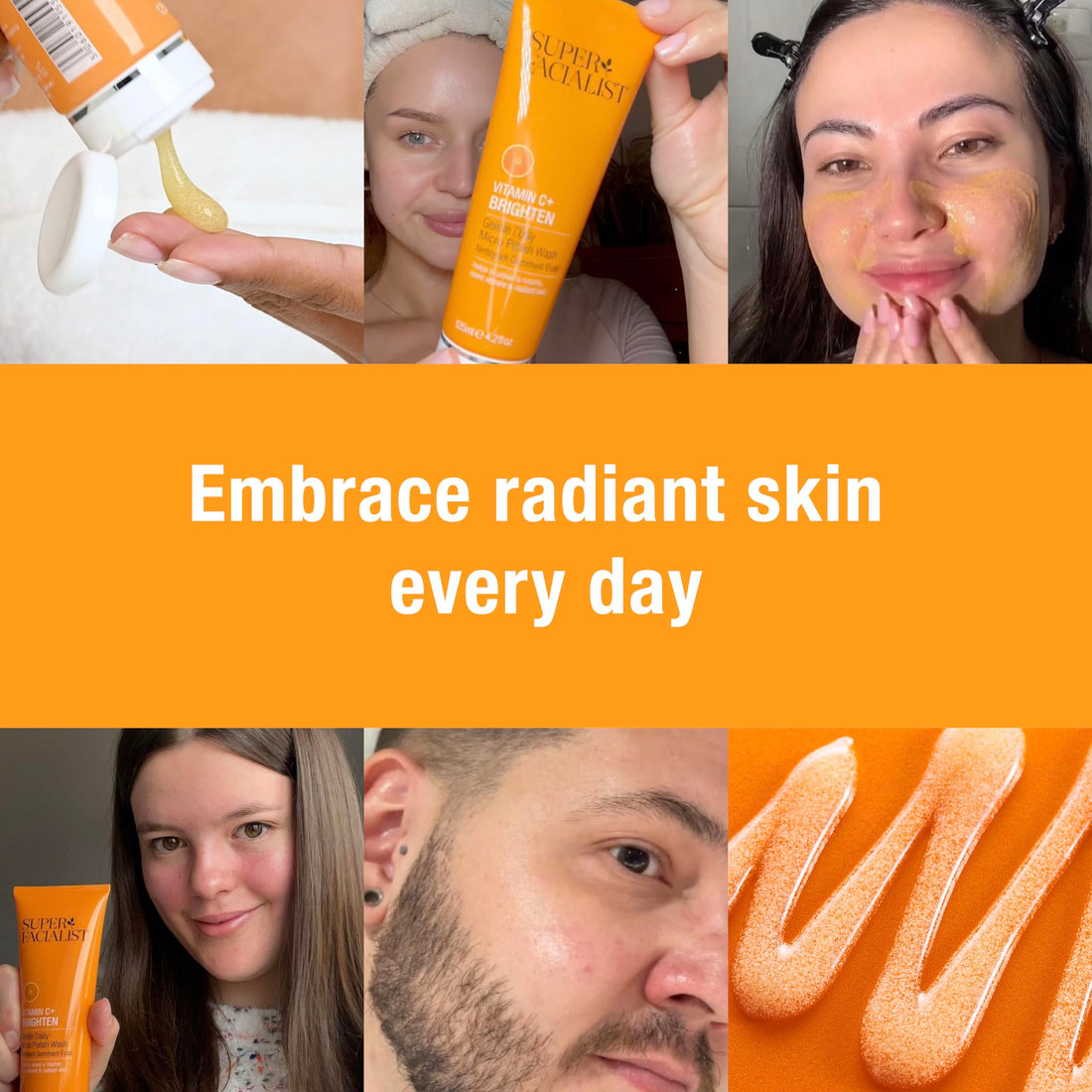 Super Facialist Vitamin C Gentle Daily Micro Polish Face Wash - Exfoliating Cleanser for Sensitive Skin, Removes Impurities, Biodegradable Beads, Vegan Friendly 125ml