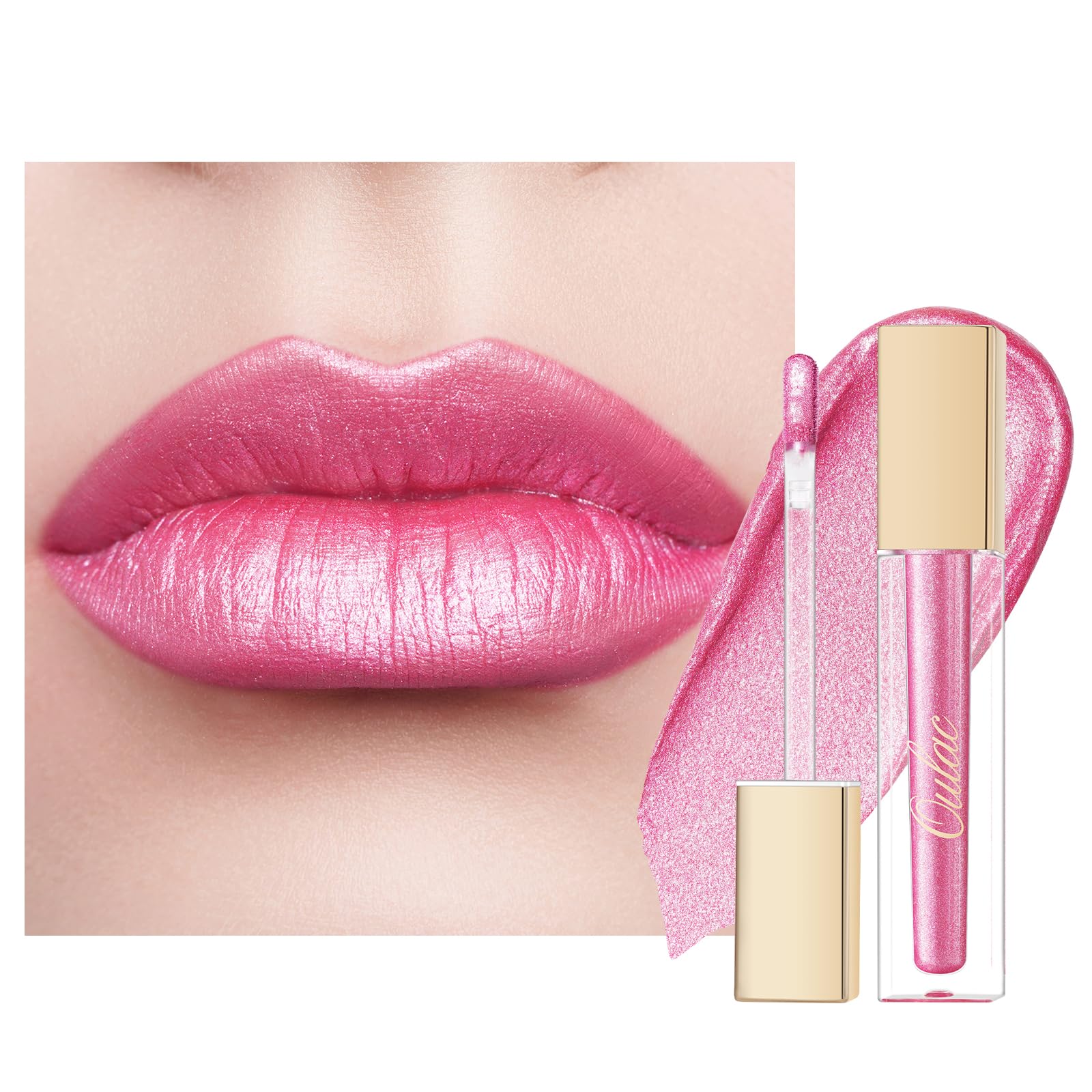 Oulac Metallic Diamond Shine Liquid Lip Gloss - Glitter Glossy for Lip & Eye, Long Lasting 24H + & Waterproof, Lightweight Lip Stain, 3D Metallic Finish, No Transfer, Vegan, 4.5ml,MD05 Loose Control Halalzen