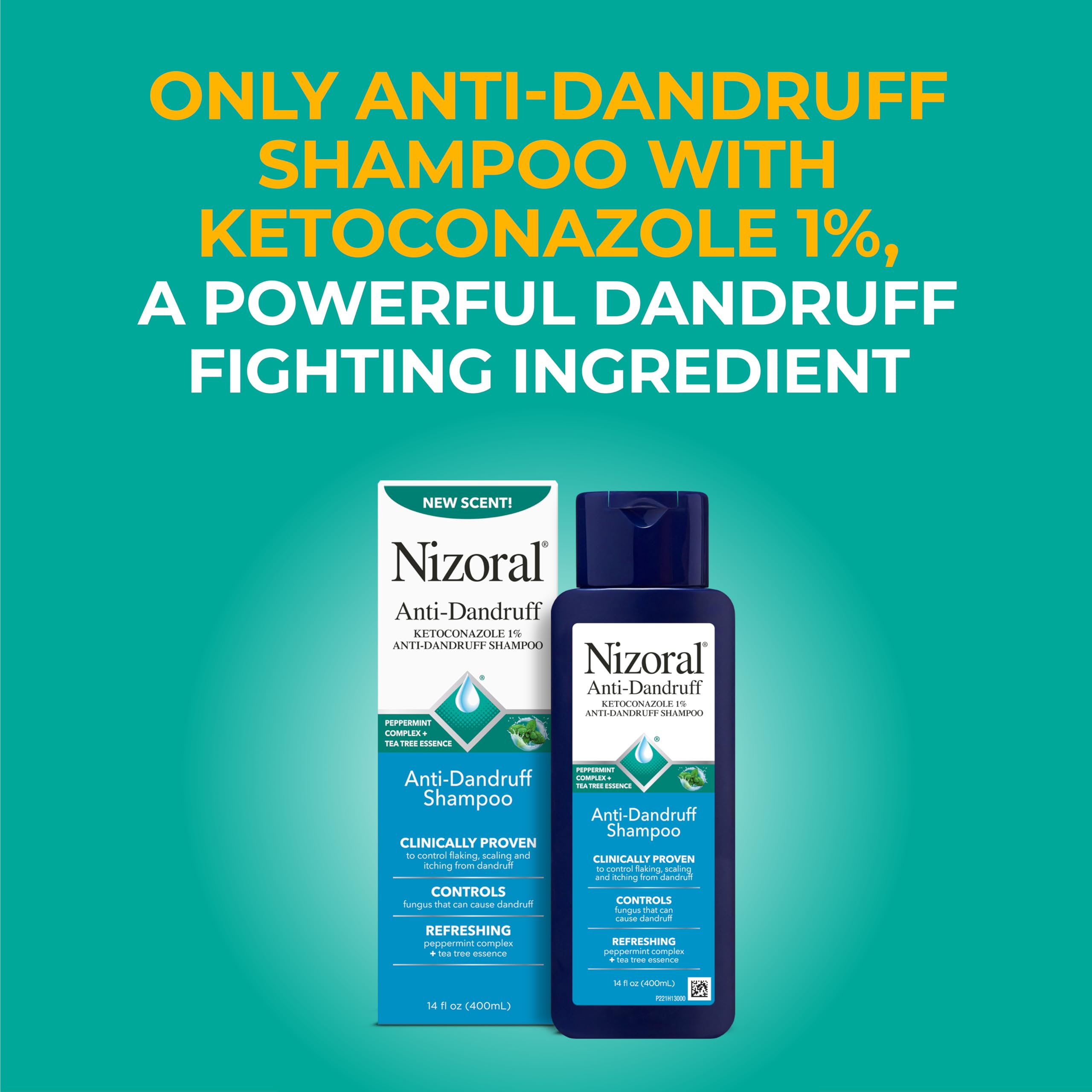 Nizoral Anti-Dandruff Shampoo with 1% Ketoconazole, 14 Fl Oz, Fresh Scent, Anti Fungal Shampoo