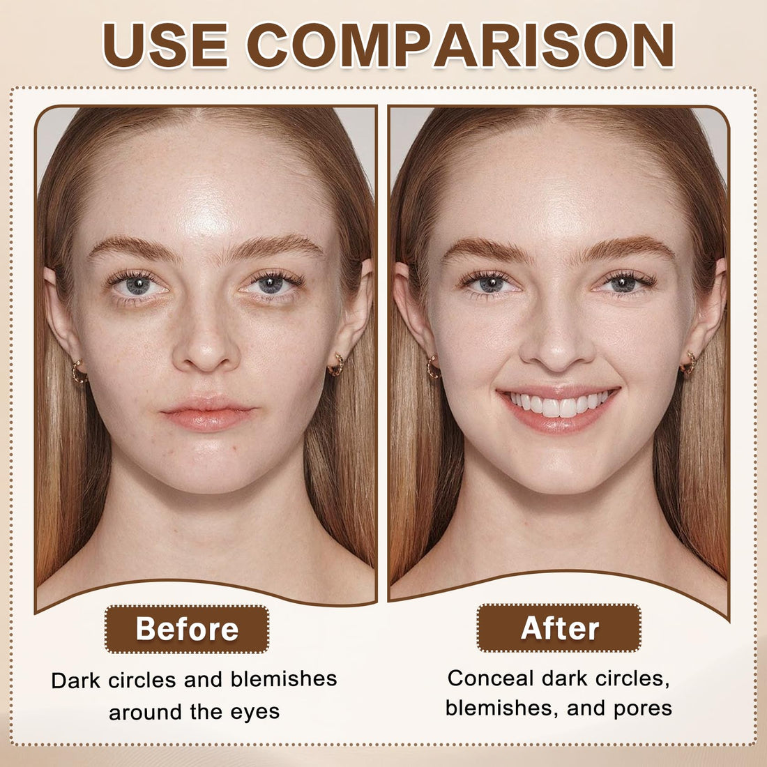 Under Eye Corrector for Dark Circles and Wrinkles,Double-ended Cream Concealer Stick & Liquid Concealer for Older Women,Hydrating,Long-lasting Wear,Concealers & Neutralizing Makeup（02 Beige） Halalzen