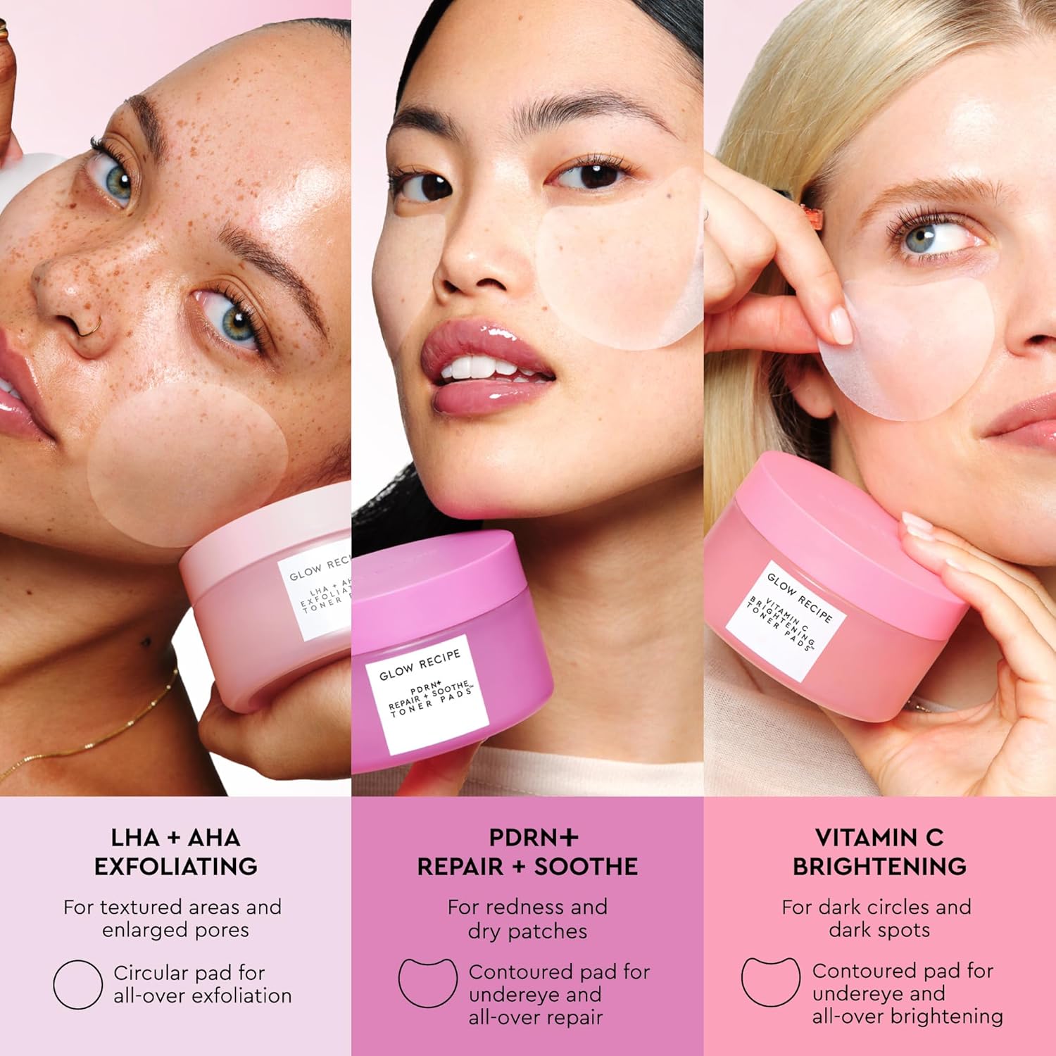 Glow Recipe LHA + AHA Toner Pads - Korean Exfoliating Toner for Face - Pore Minimizer - Hydrating Toner Pads - 5 Gentle Acids, Watermelon Enzymes, Hydrating Botanicals (60 Face Pads)