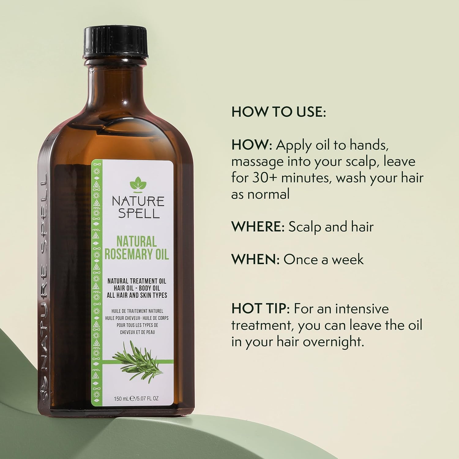 Nature Spell Hair Growth Duo with Rosemary & Batana Oils, Pre-Diluted Oil Set to Promote Growth & Strengthen Dry, Damaged Strands, For All Hair Types, Vegan, Pack of 2, 150ml Each