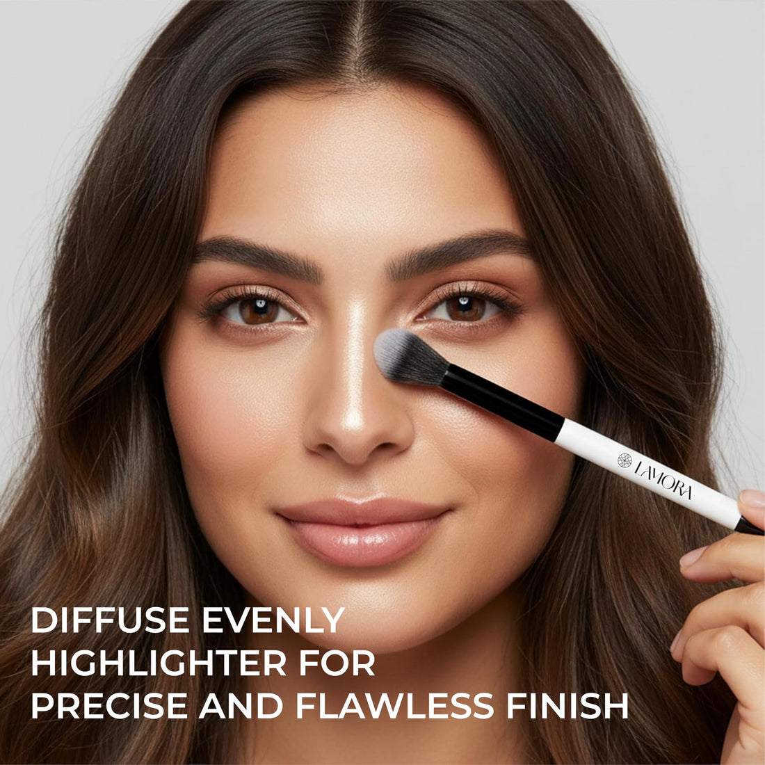 LAMORA Concealer Makeup Brush Under Eye - Angled Flat Top Kabuki Nose Contour Brush - Ideal for Concealing Blending Setting Buffing with Powder Liquid Cream Cosmetic - Small Makeup Foundation Brush Halalzen