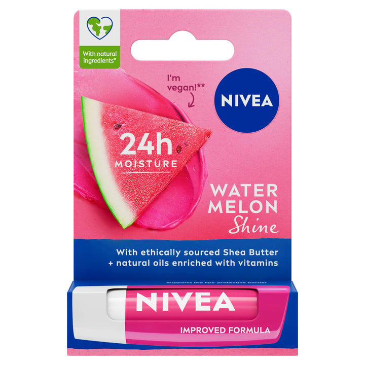 NIVEA Cherry Shine Lip Balm (4.8g), Flavoured Lip Balm with Shea Butter, Natural Oils and Vitamins, Provides 24h Moisture and a Soft Red Shine, Vegan Lip Care Formula