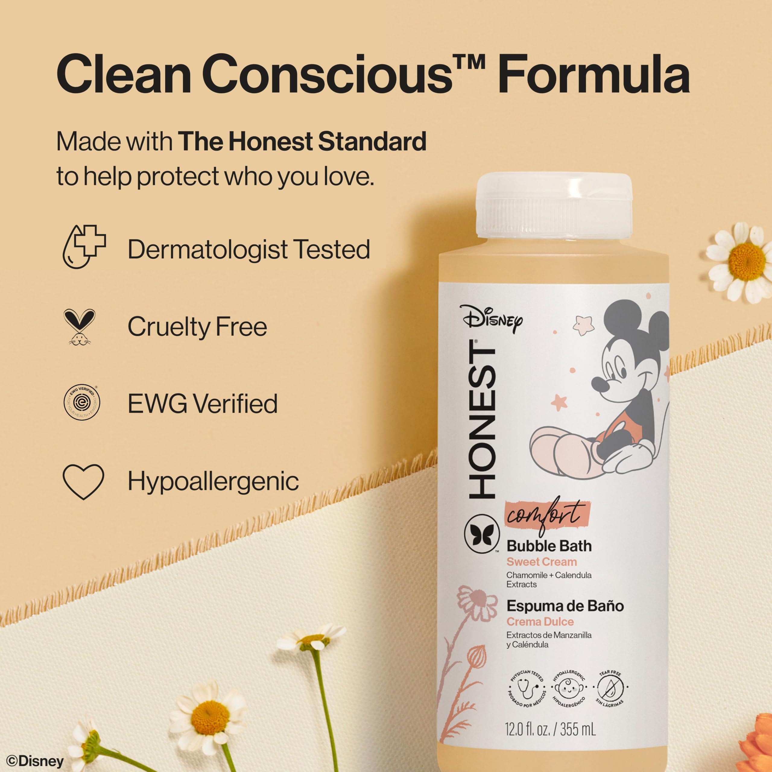 The Honest Company Foaming Bubble Bath & Baby Wash, Tear-Free, Hypoallergenic, Natural Formula, Lavender Calm Scent, 12 fl oz Halalzen