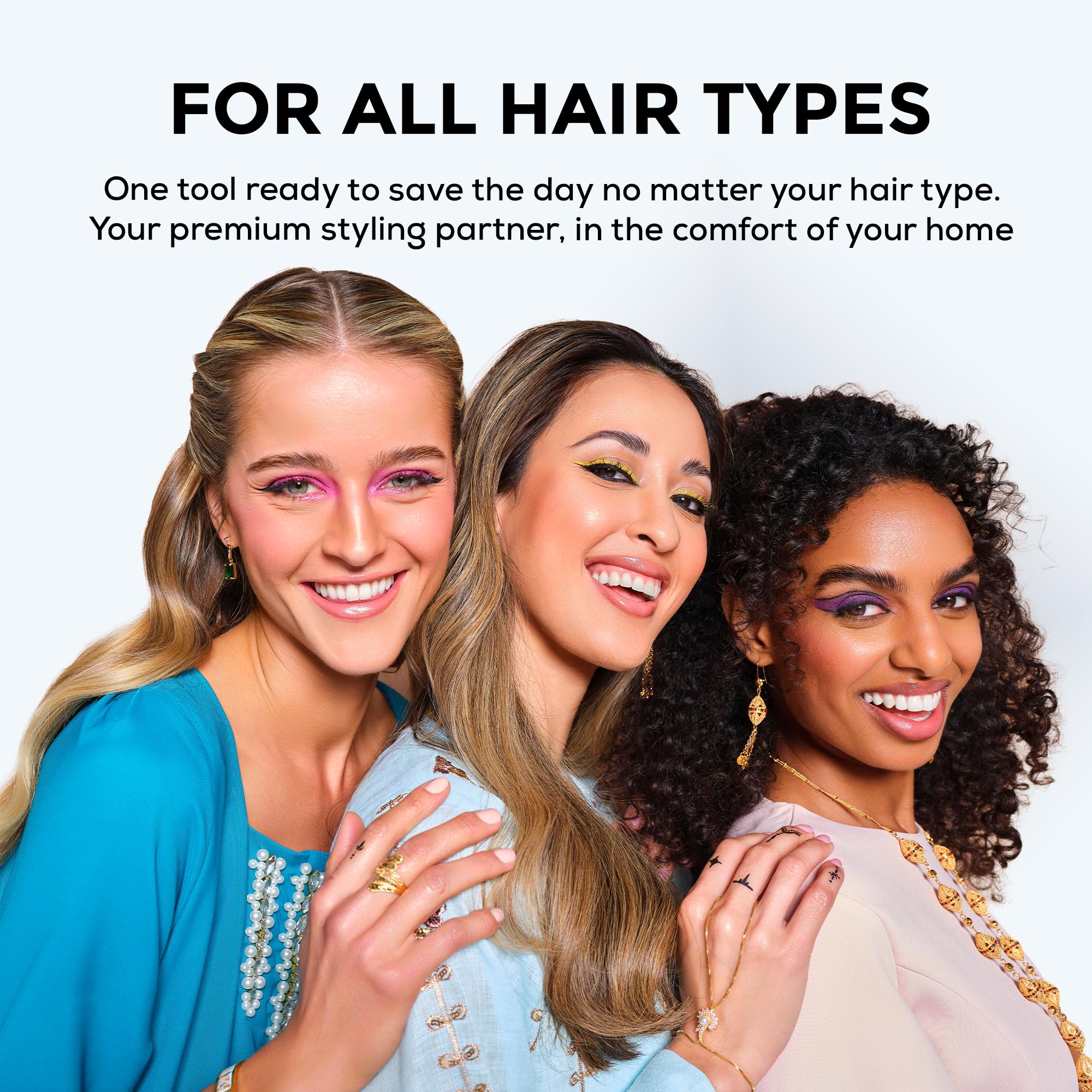 Clara 6-in-1 Gold Multi Styler with Auto-Wrap Curlers, Hair Dryer, & Brush (Round & Oval) for All Hair Types – 1500W Ionic Styling Tool for Frizz-Free Waves & Salon Blowouts Halalzen