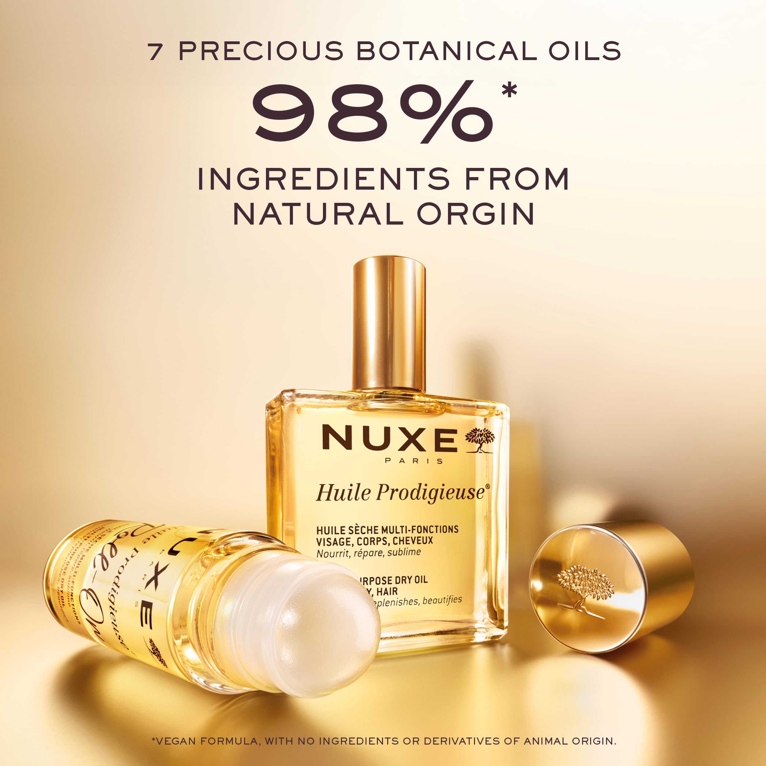Nuxe Huile Prodigieuse Multi-Purpose Dry Oil for Face, Body and Hair, Iconic Dry Oil, Nourishes, Repairs & Enhances Skin & Hair, Multi-Purpose Vegan Formula