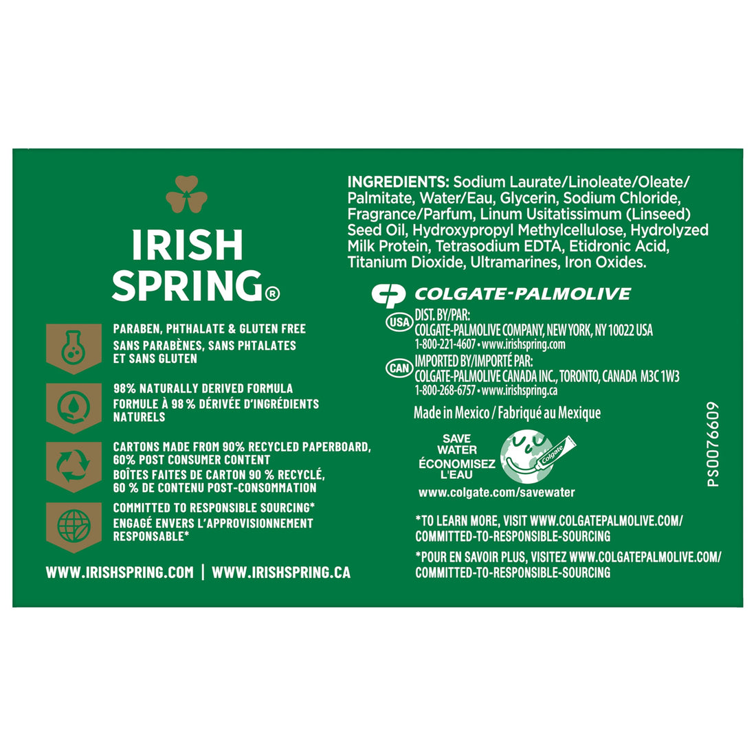 Irish Spring Bar Soap for Men, Original Clean, Smell Fresh and Clean for 12 Hours, Men Soap Bars for Washing Hands and Body, Mild for Skin, Recyclable Carton, 3.7 Ounce - 3 Count (Pack of 8)