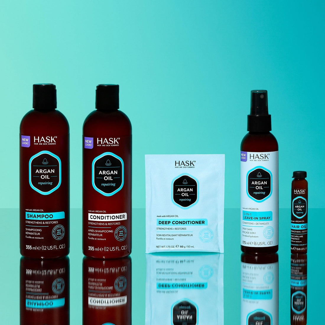 HASK Argan Oil Shine Oil Vial Repairing for All Hair Types, colour safe, gluten free, sulfate free, paraben free - 1 18mL Vial