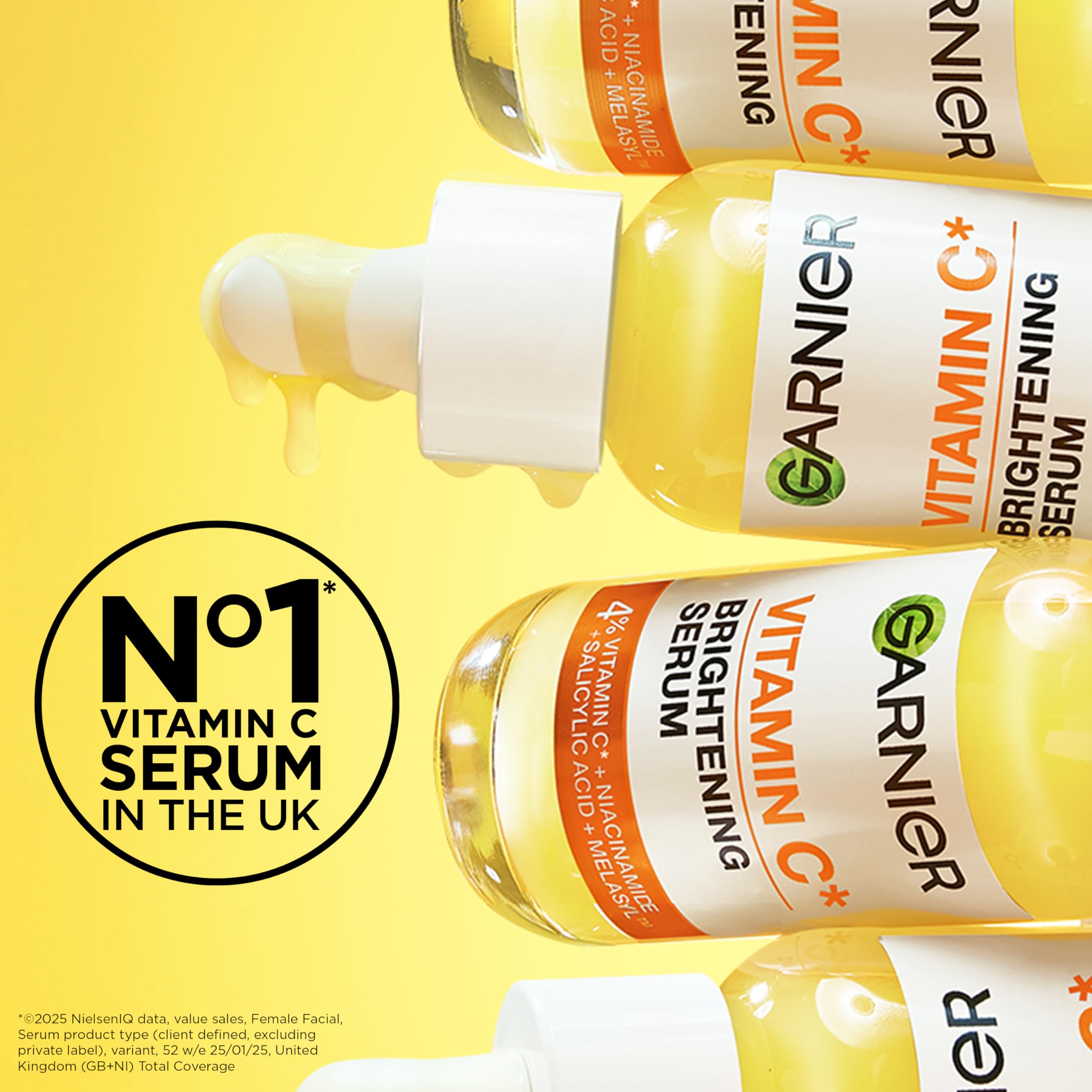 Garnier Vitamin C Serum for Face, Brightening Serum with 4% Vitamin C + Niacinamide + Salicylic Acid, Dark Spot Reducer and Evens Skin Tone, Suitable for Sensitive Skin, 30ml