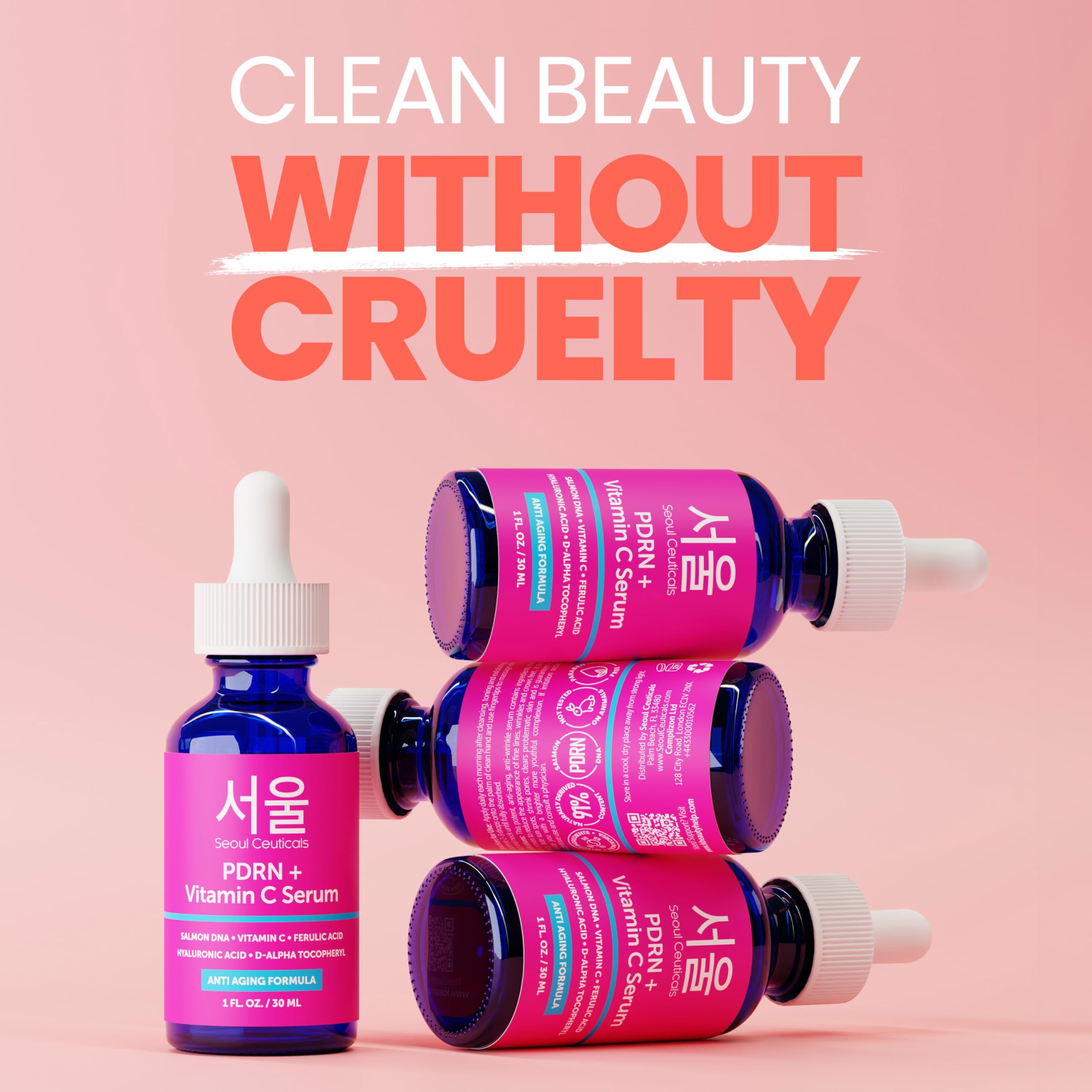 SeoulCeuticals Korean Skin Care 20% Vitamin C Hyaluronic Acid Serum + CE Ferulic Acid - Potent Anti Aging, Anti Wrinkle Korean Beauty 1oz Halalzen