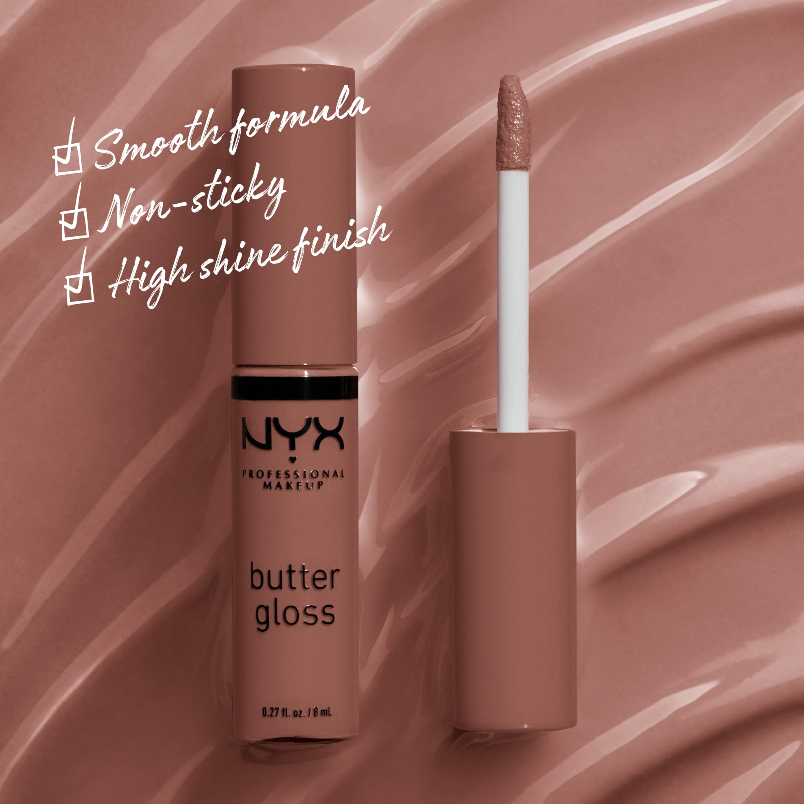NYX PROFESSIONAL MAKEUP Butter Gloss, Non-Sticky Lip Gloss - Madeleine (Mid-Tone Nude)